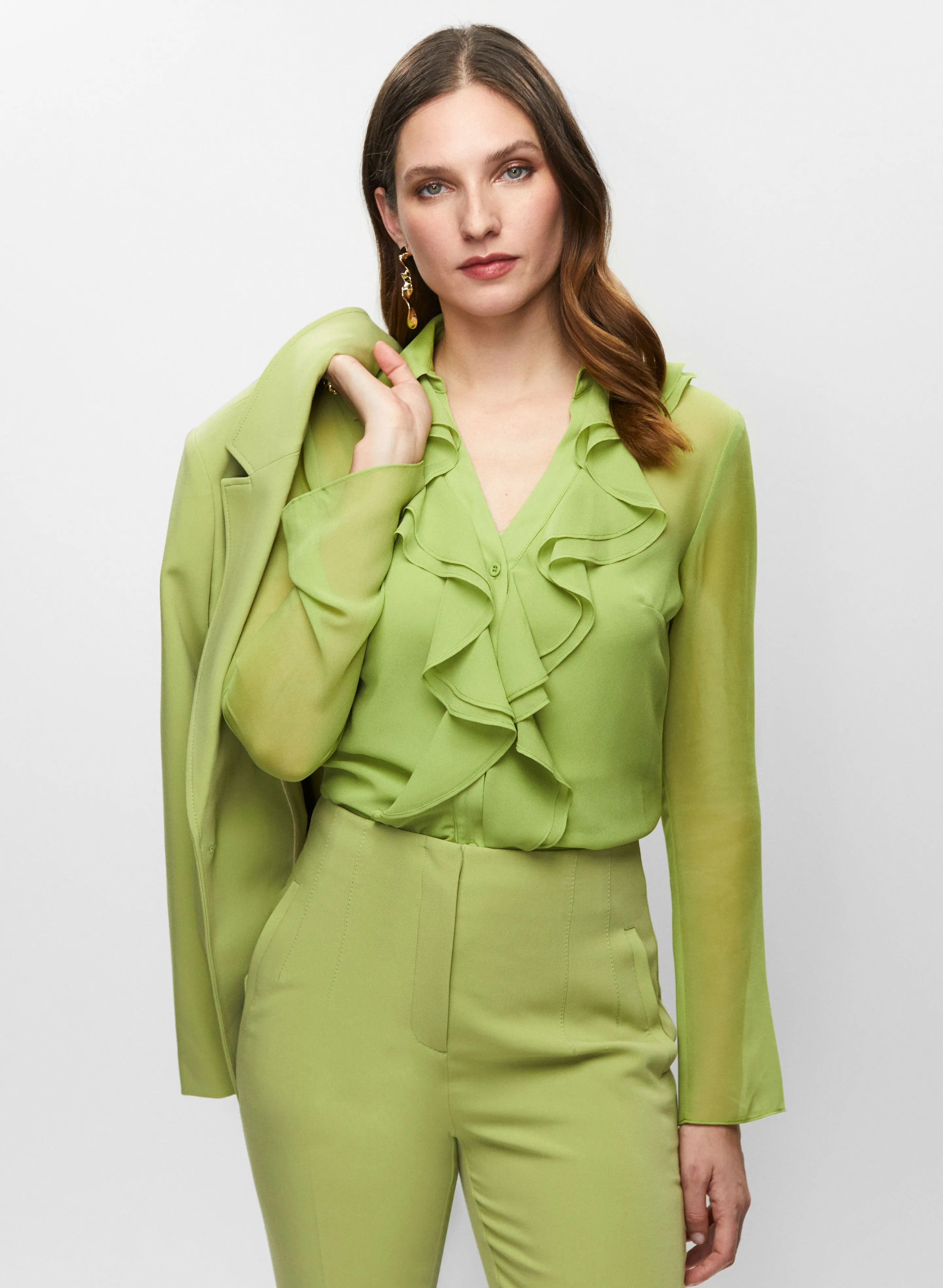 Ruffled Chiffon Shirt sold by Melanie Lyne