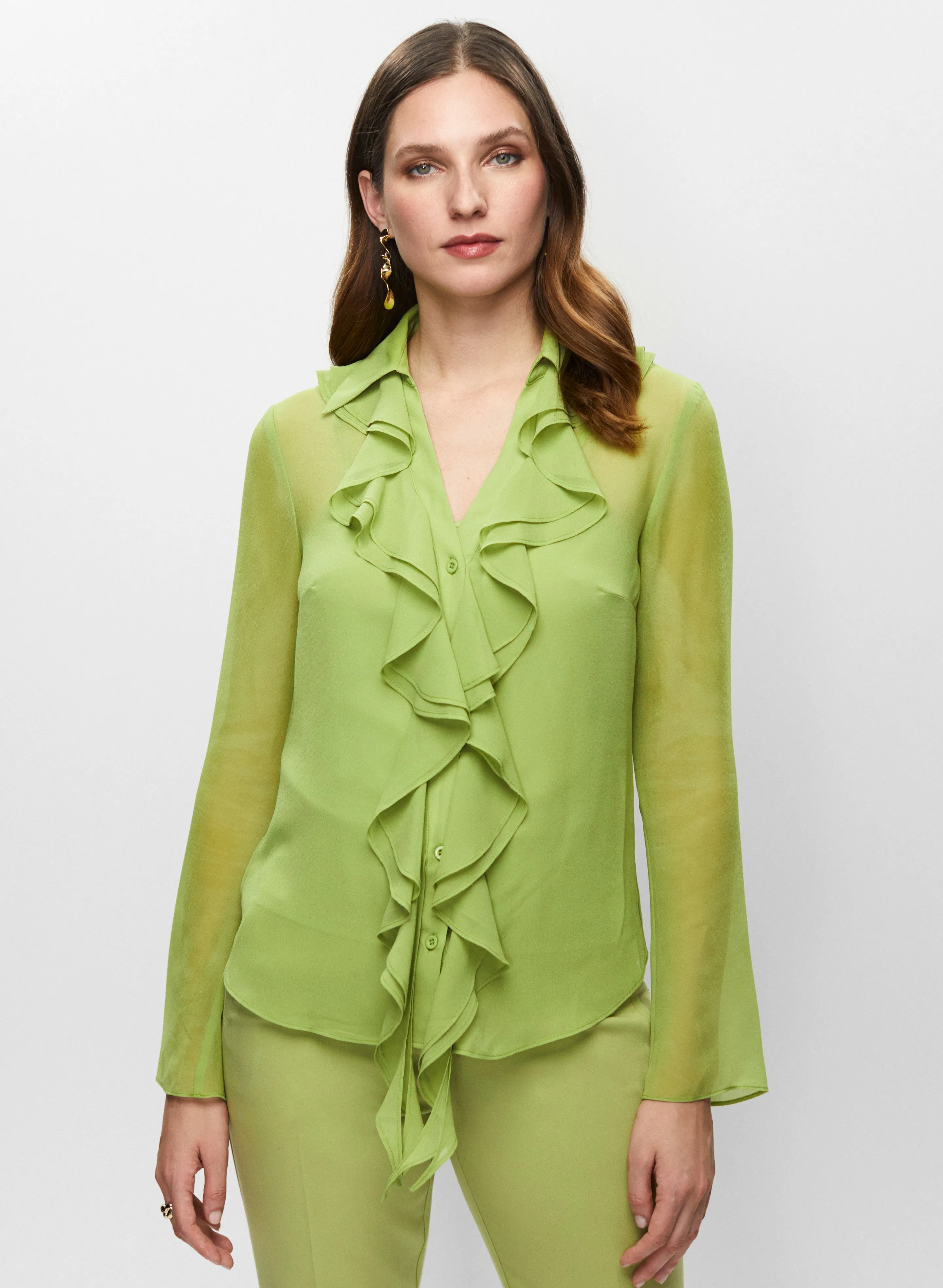 Ruffled Chiffon Shirt sold by Melanie Lyne product image thumbnail 5