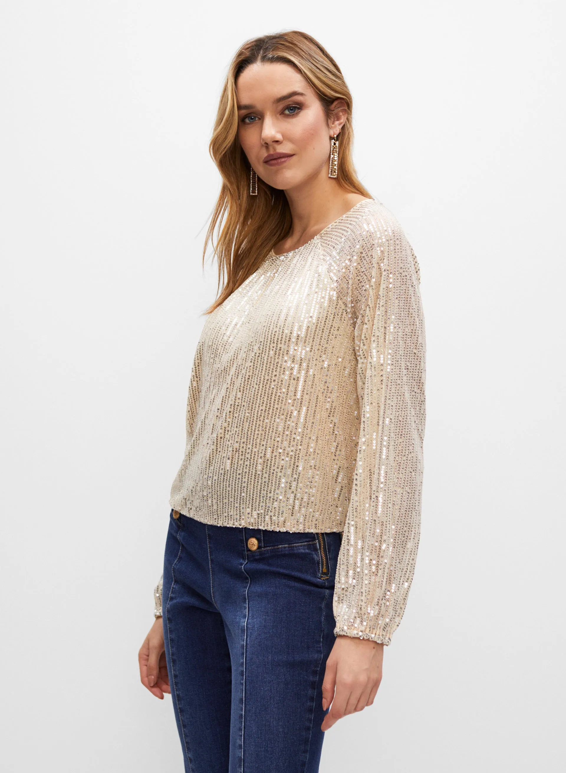 Sequin Puff Sleeve Top sold by Melanie Lyne
