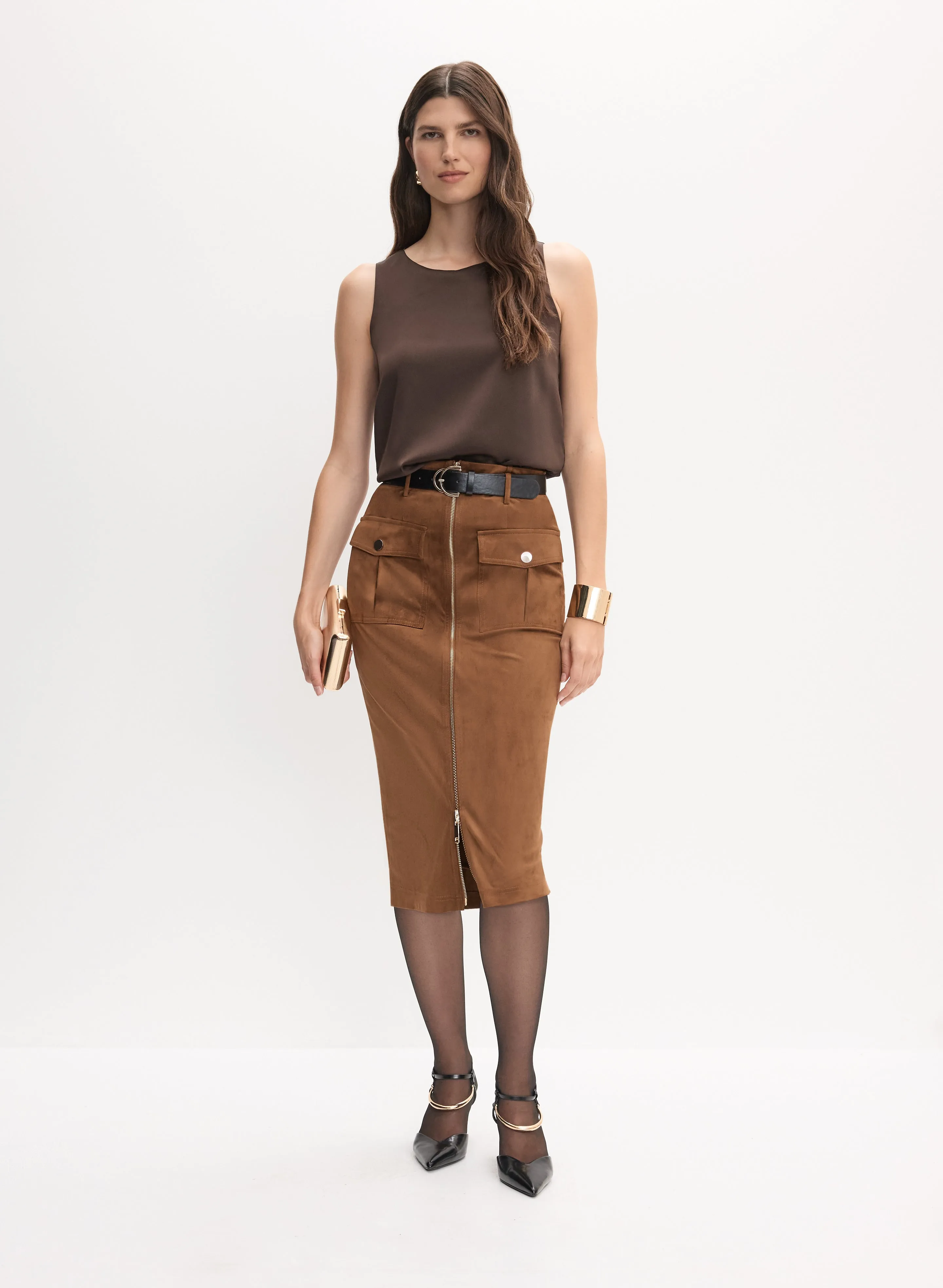 Crew Neck Blouse & Faux Suede Skirt sold by Melanie Lyne