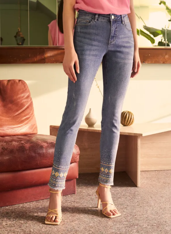 Embroidered Slim Leg Jeans sold by Melanie Lyne