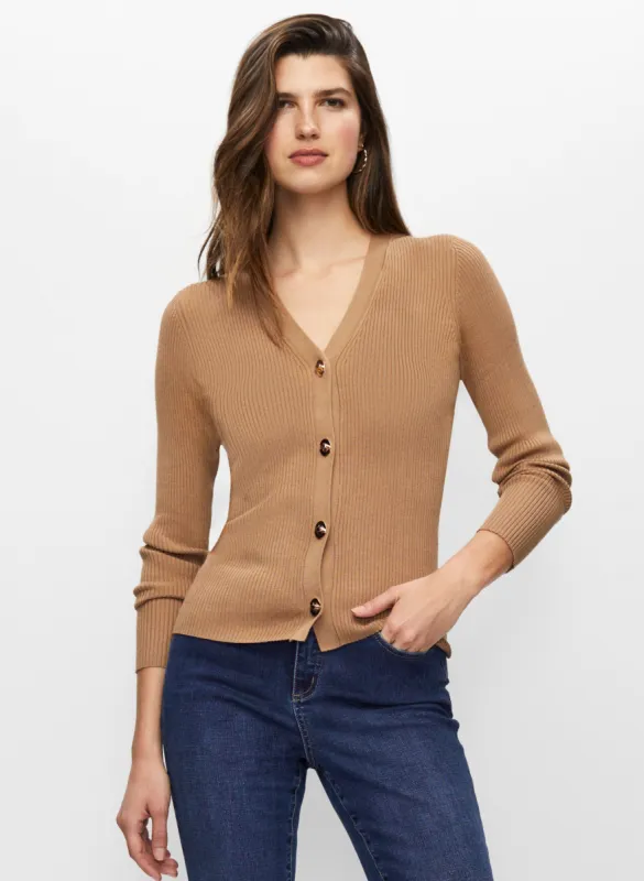 Gold Button Rib Knit Cardigan sold by Melanie Lyne