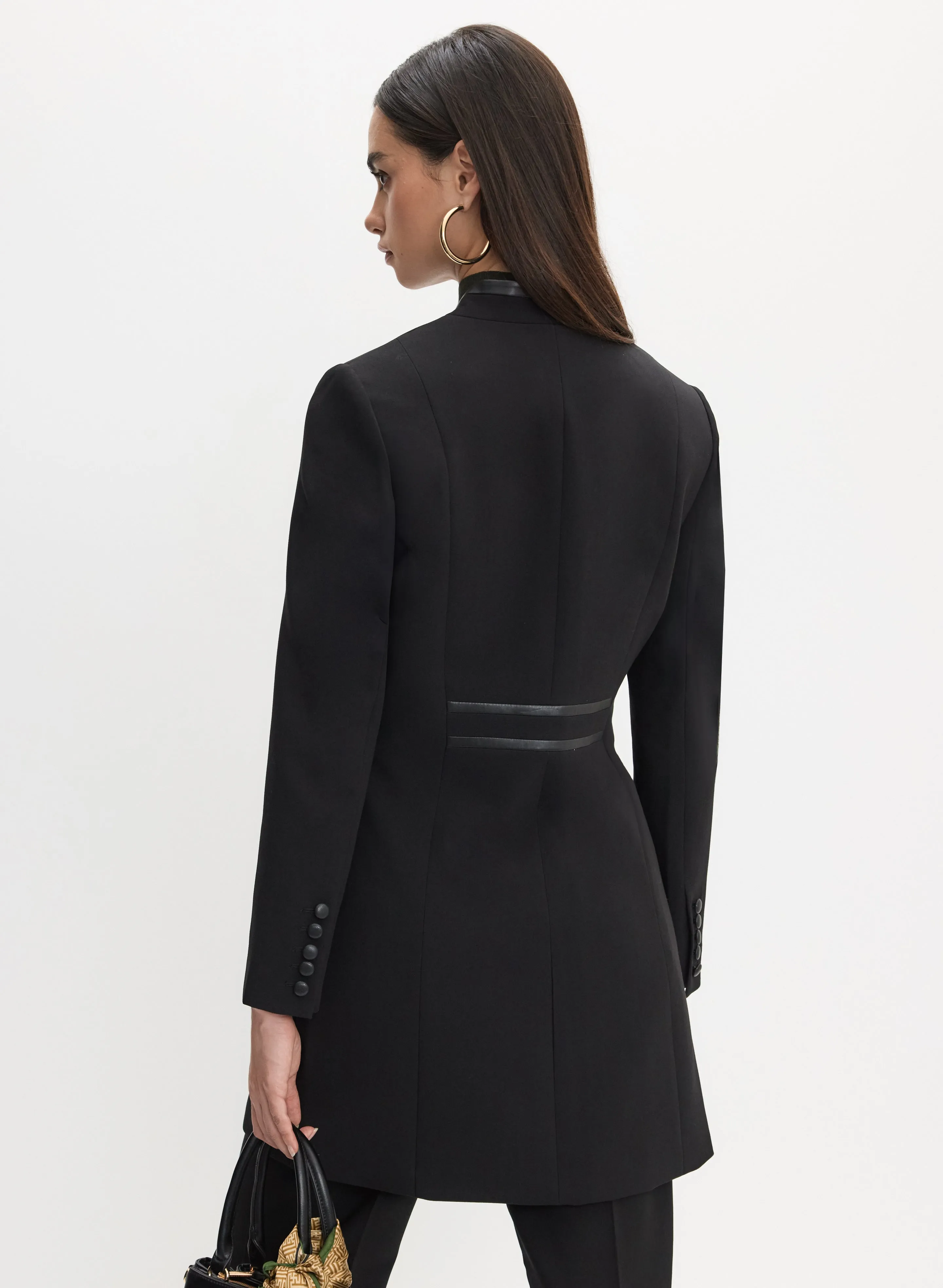 Vegan Leather Detail Redingote Jacket sold by Melanie Lyne product image thumbnail 4