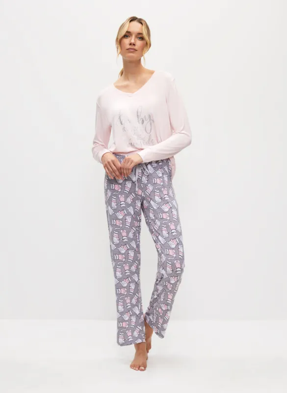 Text Print Pyjama Set sold by Melanie Lyne