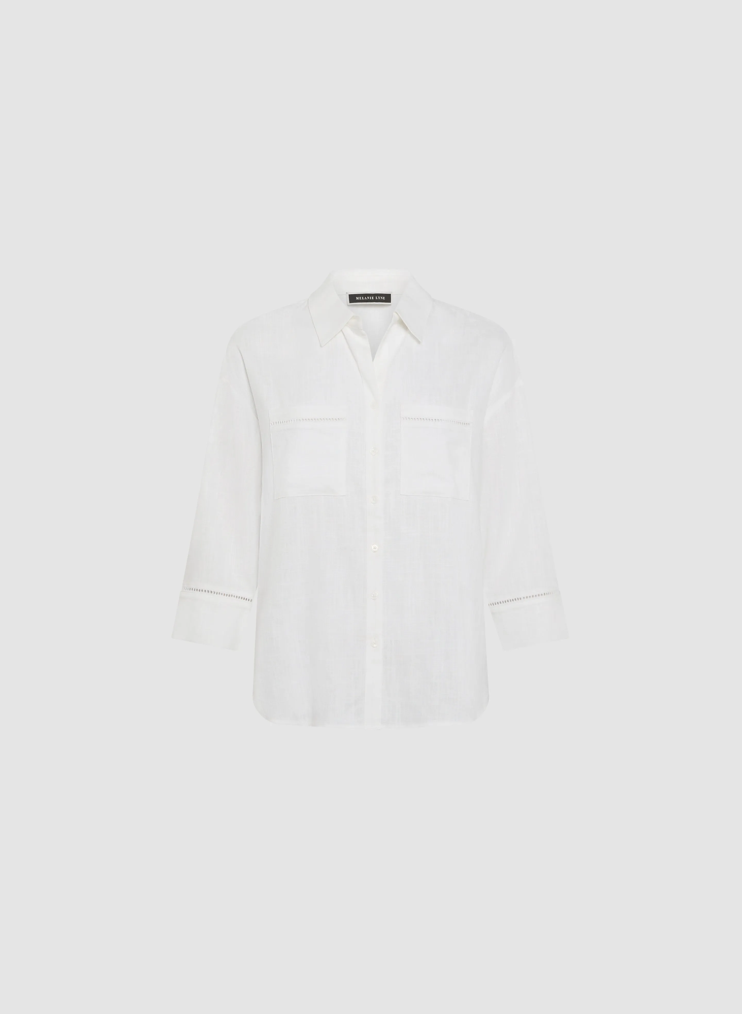 Linen-Blend Openwork Detail Blouse sold by Melanie Lyne product image thumbnail 5