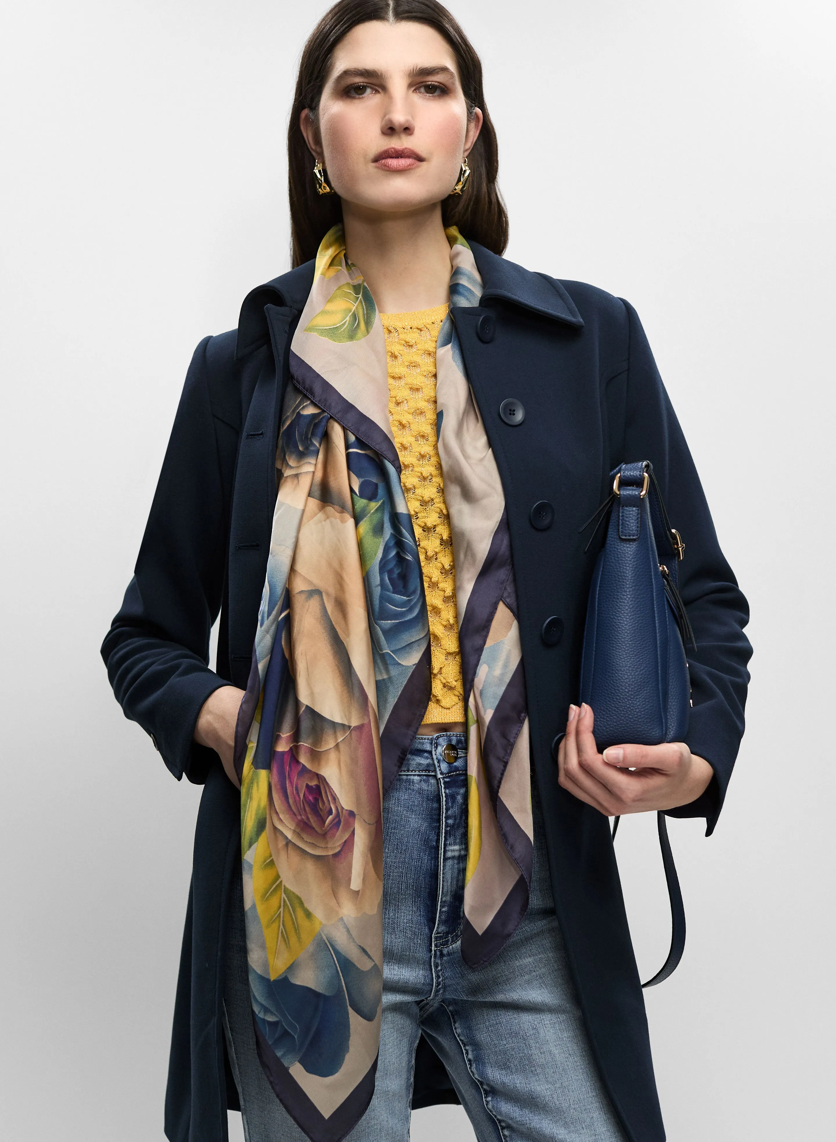 Floral & Leaf Print Square Scarf sold by Melanie Lyne product image thumbnail 3