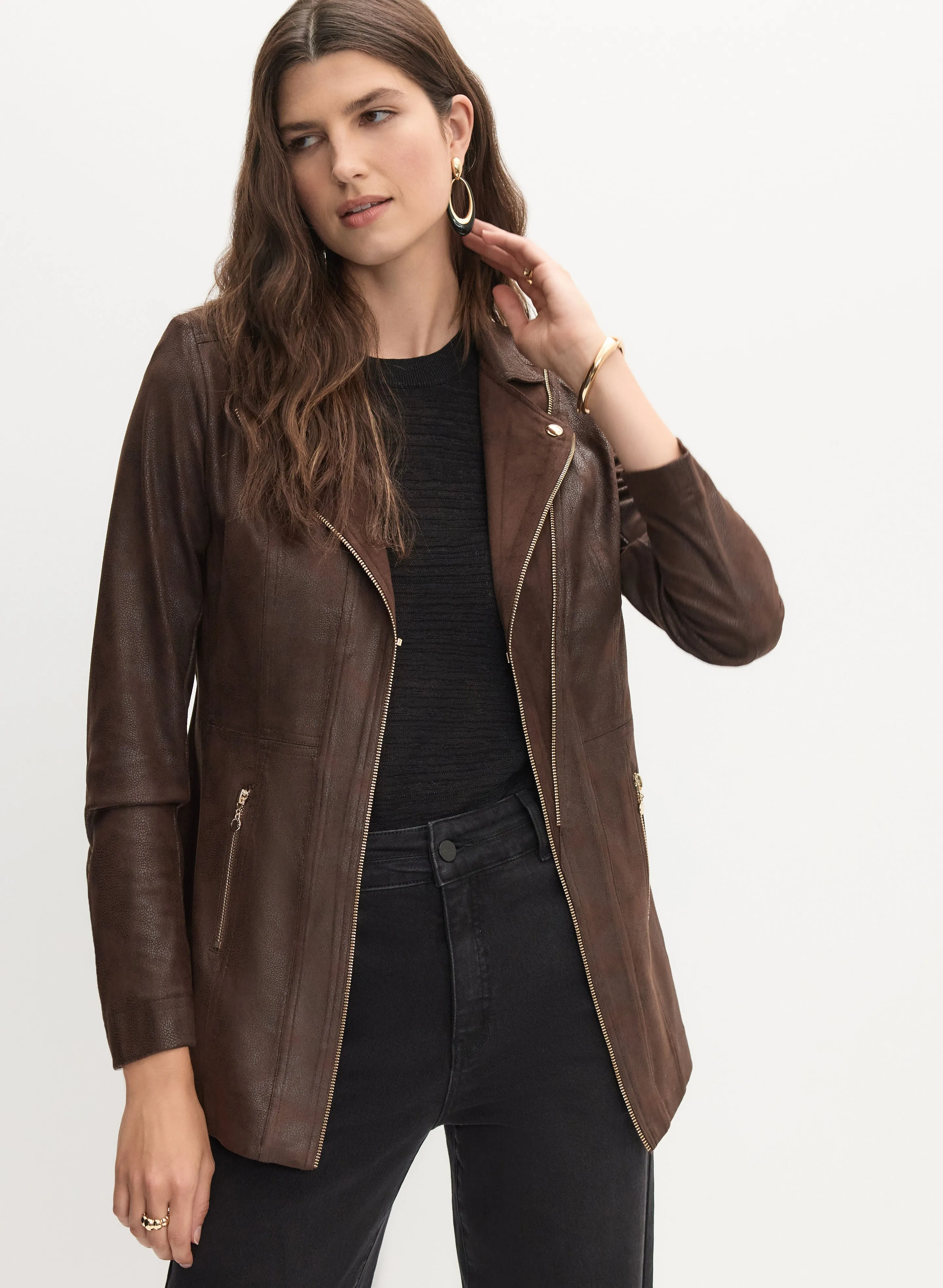 Vex - Long Vegan Leather Jacket sold by Melanie Lyne product image thumbnail 5