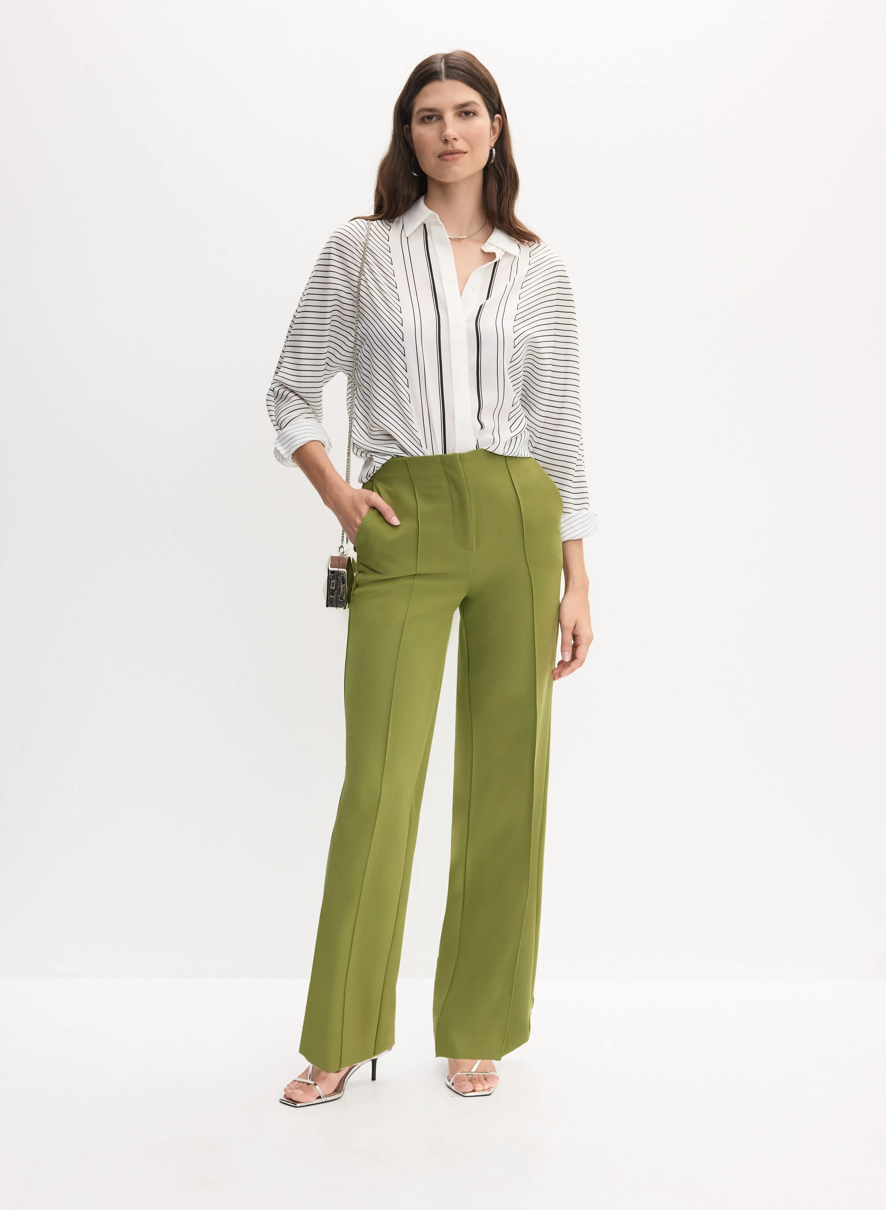 Stripe Print Button-Up Blouse & Wide Leg Pants sold by Melanie Lyne