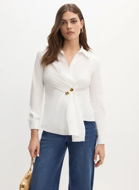 Joseph Ribkoff - Asymmetric Wrap-Style Blouse made by Melanie Lyne