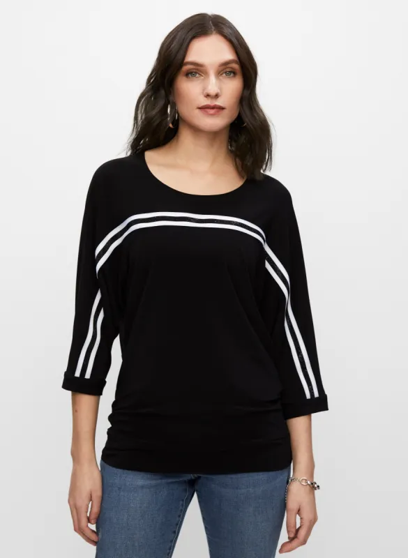 Contrast Stripe 3/4 Sleeve Top sold by Melanie Lyne