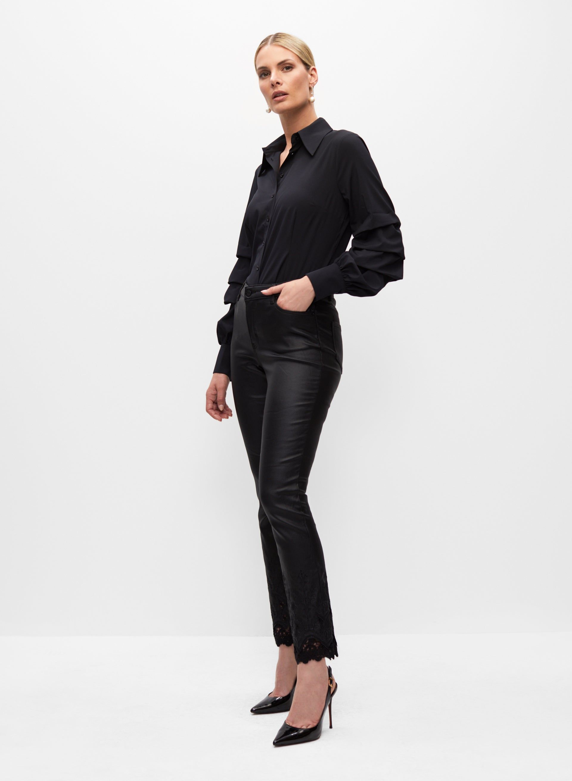 Long Sleeve Button-Down Blouse sold by Melanie Lyne product image thumbnail 3