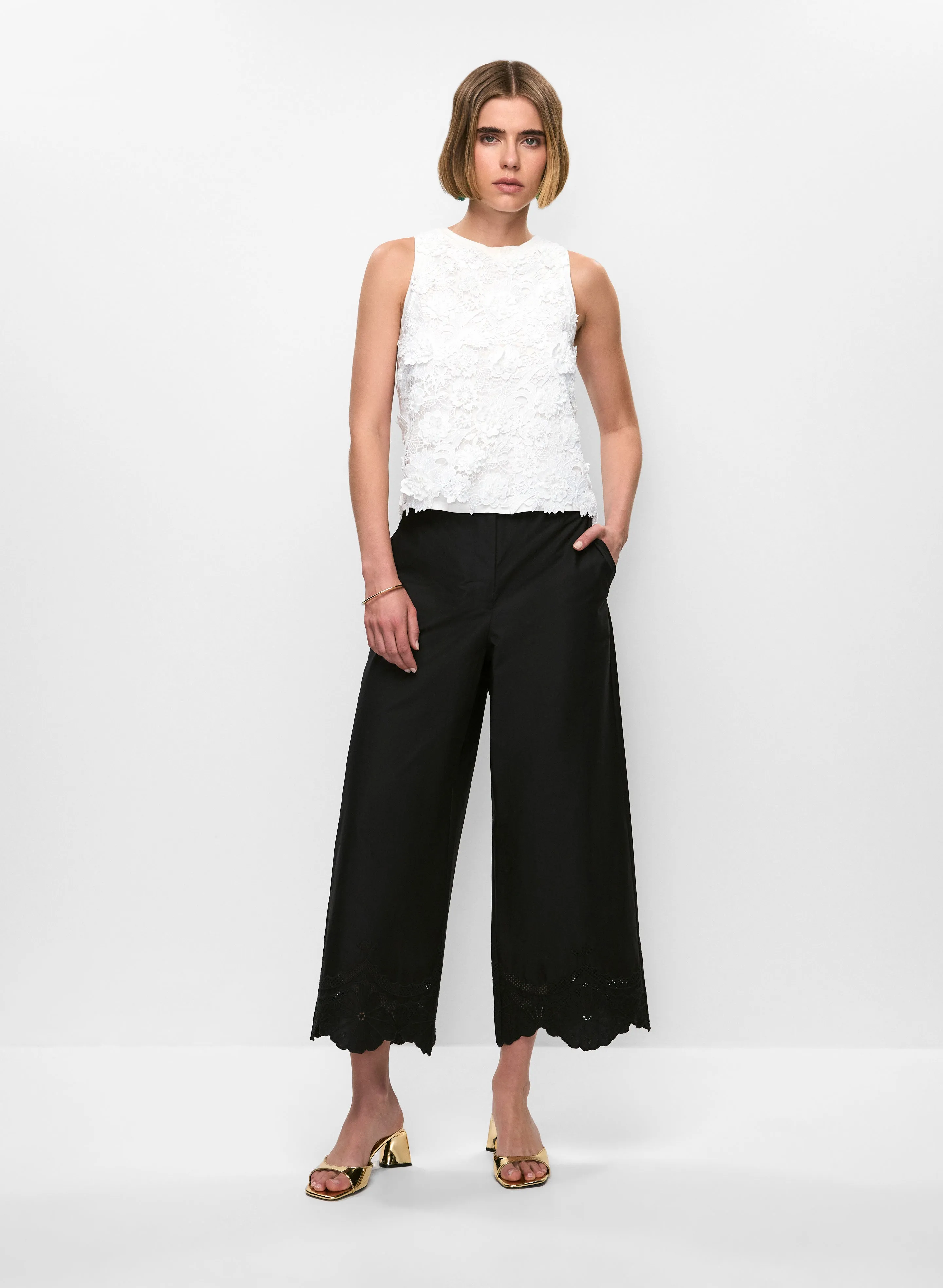 Lace Sleeveless Top & Embroidered Cropped Pants sold by Melanie Lyne