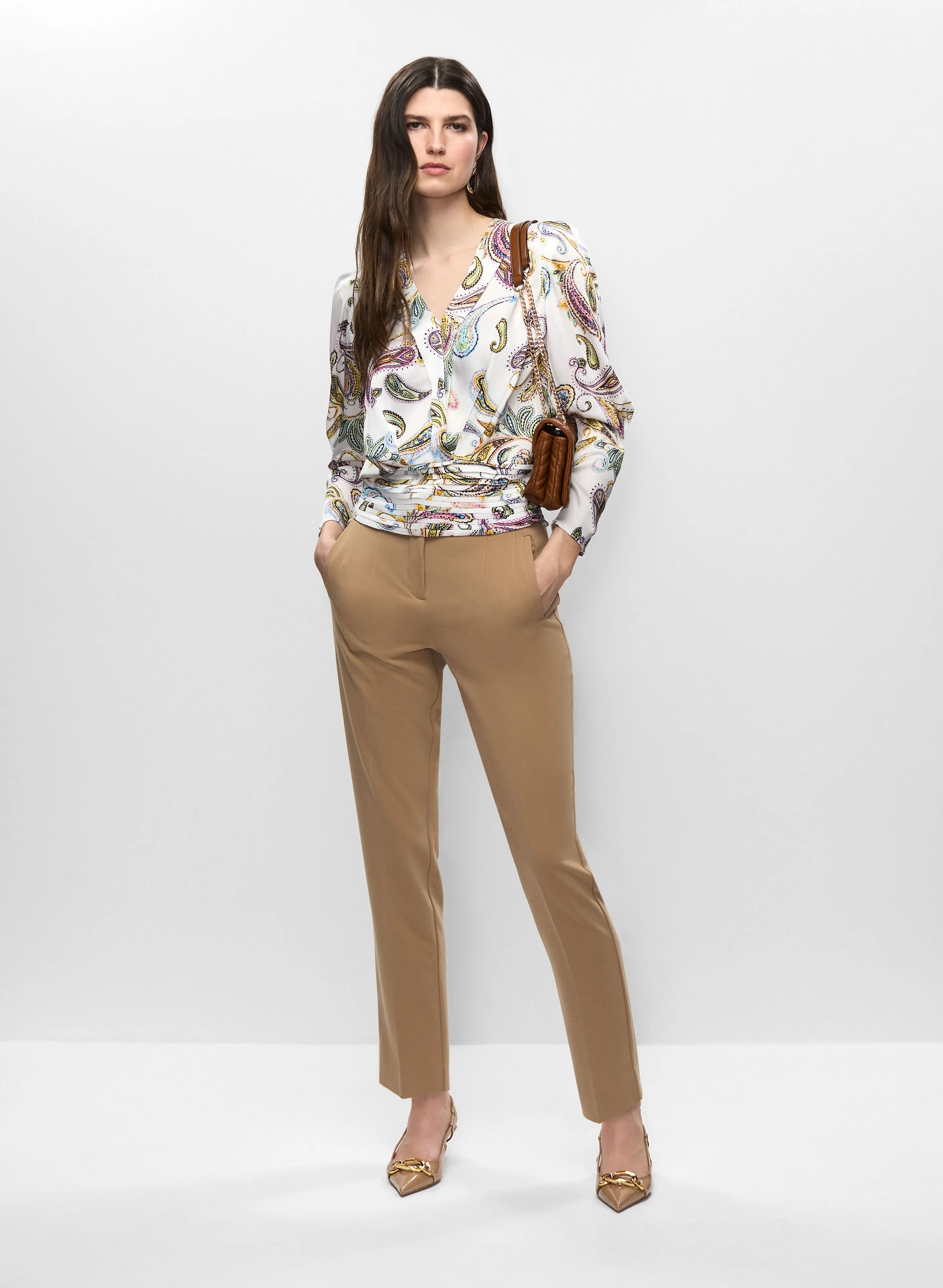 Paisley Smocked Hem Blouse & Slim Leg Pants sold by Melanie Lyne