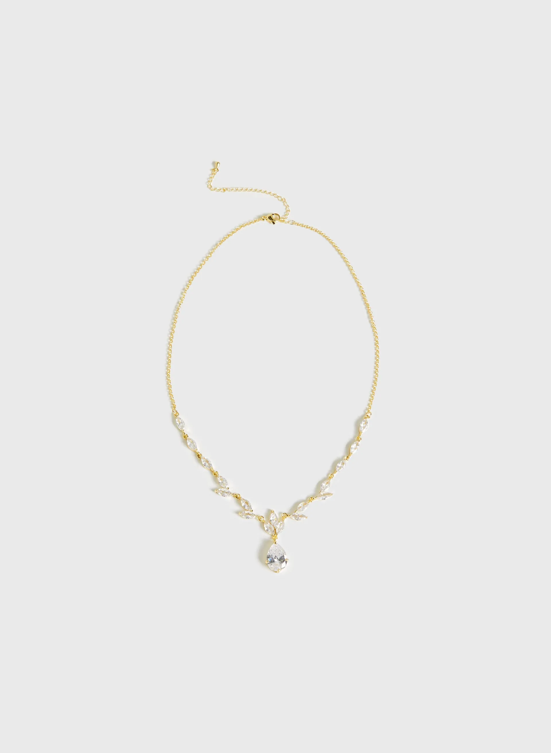 Leaf-Shaped Crystal Pendant Necklace sold by Melanie Lyne