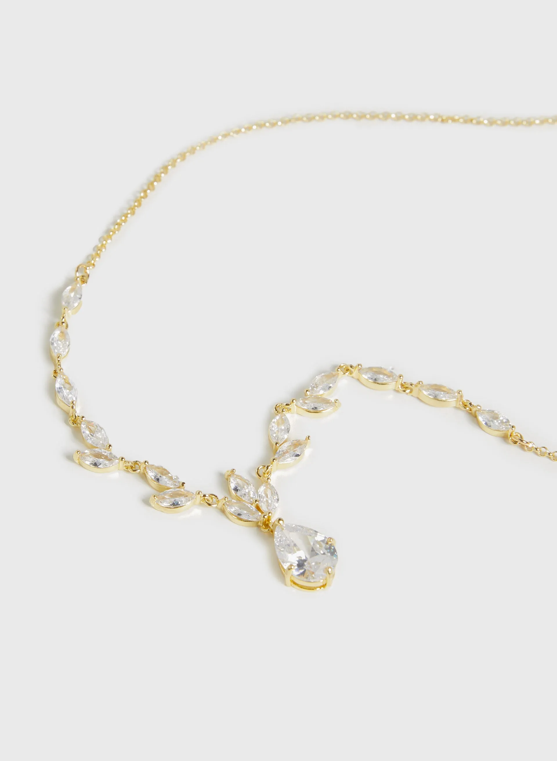 Leaf-Shaped Crystal Pendant Necklace sold by Melanie Lyne product image thumbnail 2