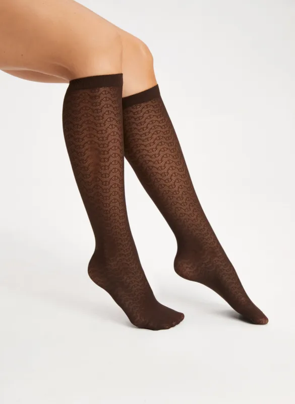 Mura - Embroidered Knee-High Socks sold by Melanie Lyne