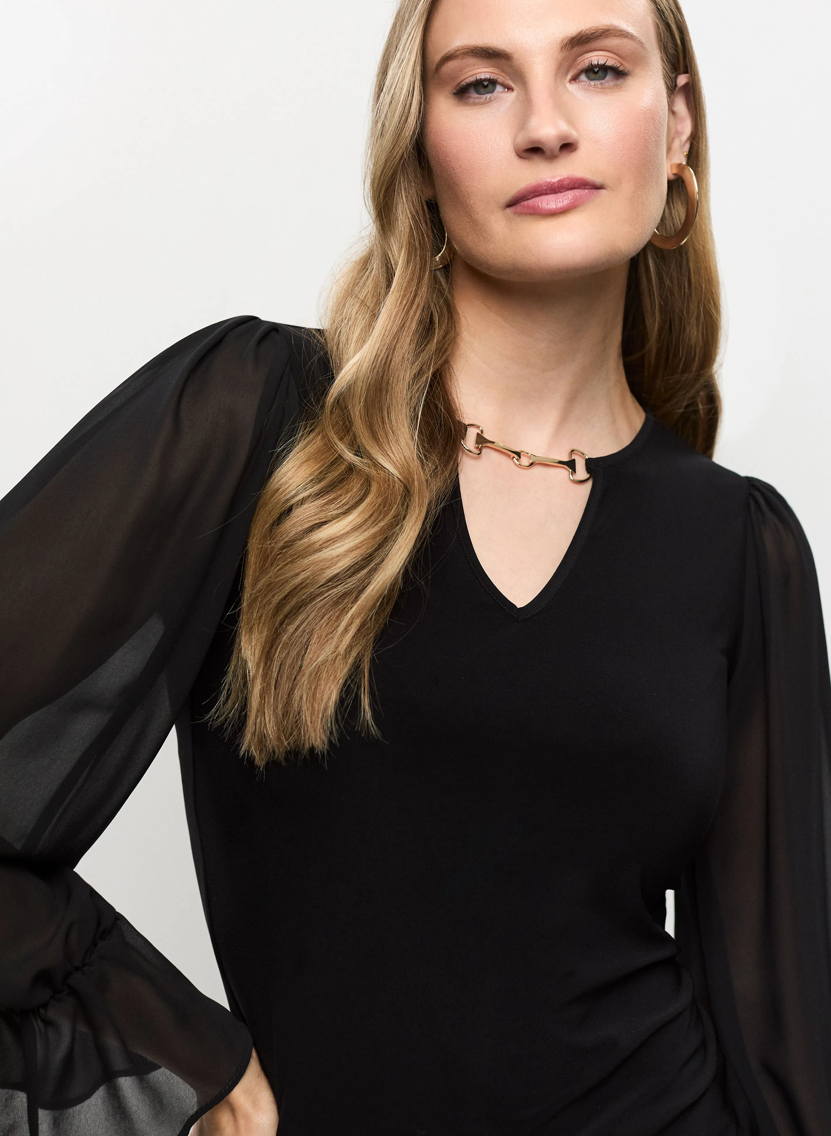 Joseph Ribkoff - Sheer Bell Sleeve Top sold by Melanie Lyne product image thumbnail 5