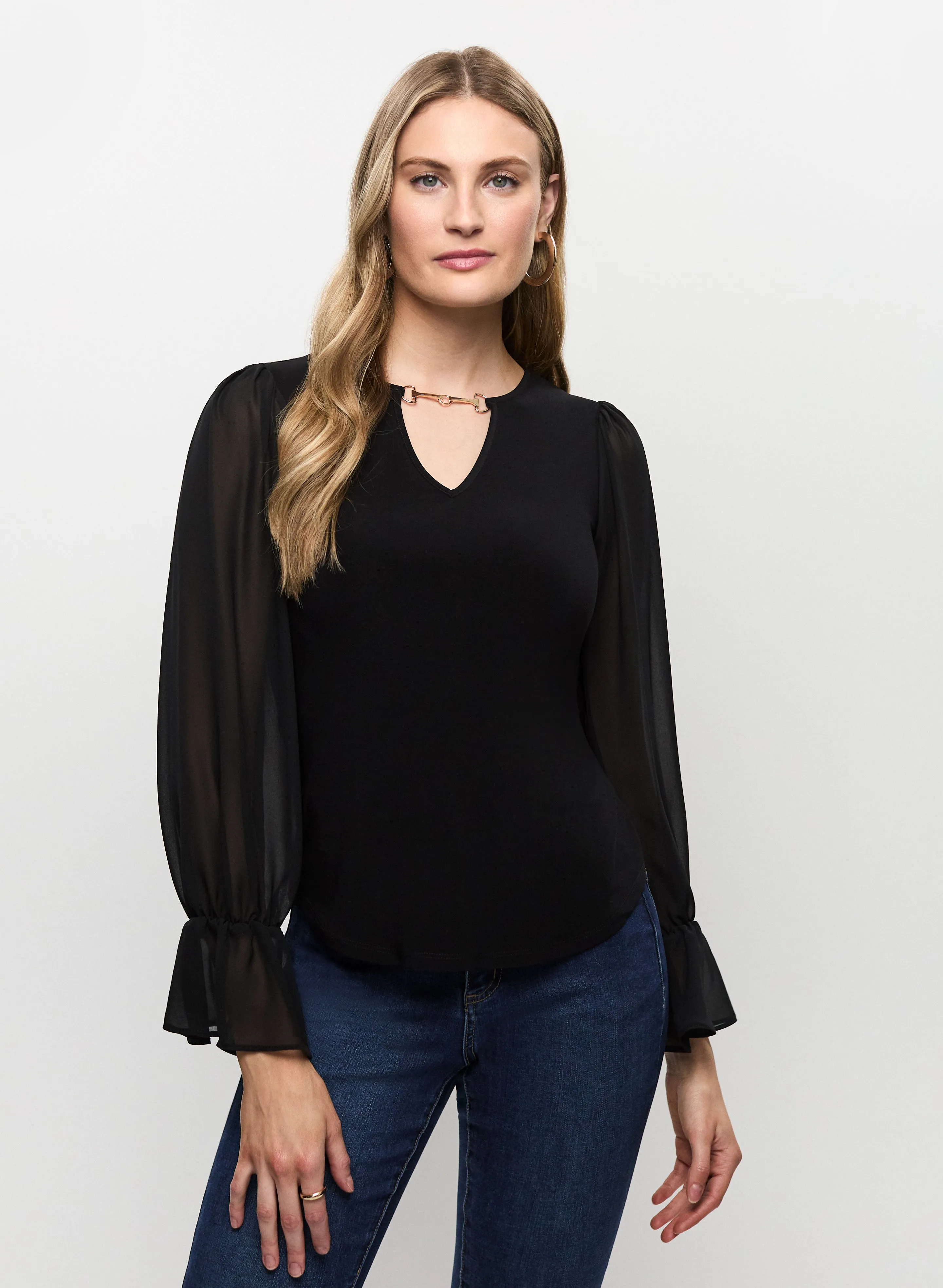 Joseph Ribkoff - Sheer Bell Sleeve Top sold by Melanie Lyne product image thumbnail 2