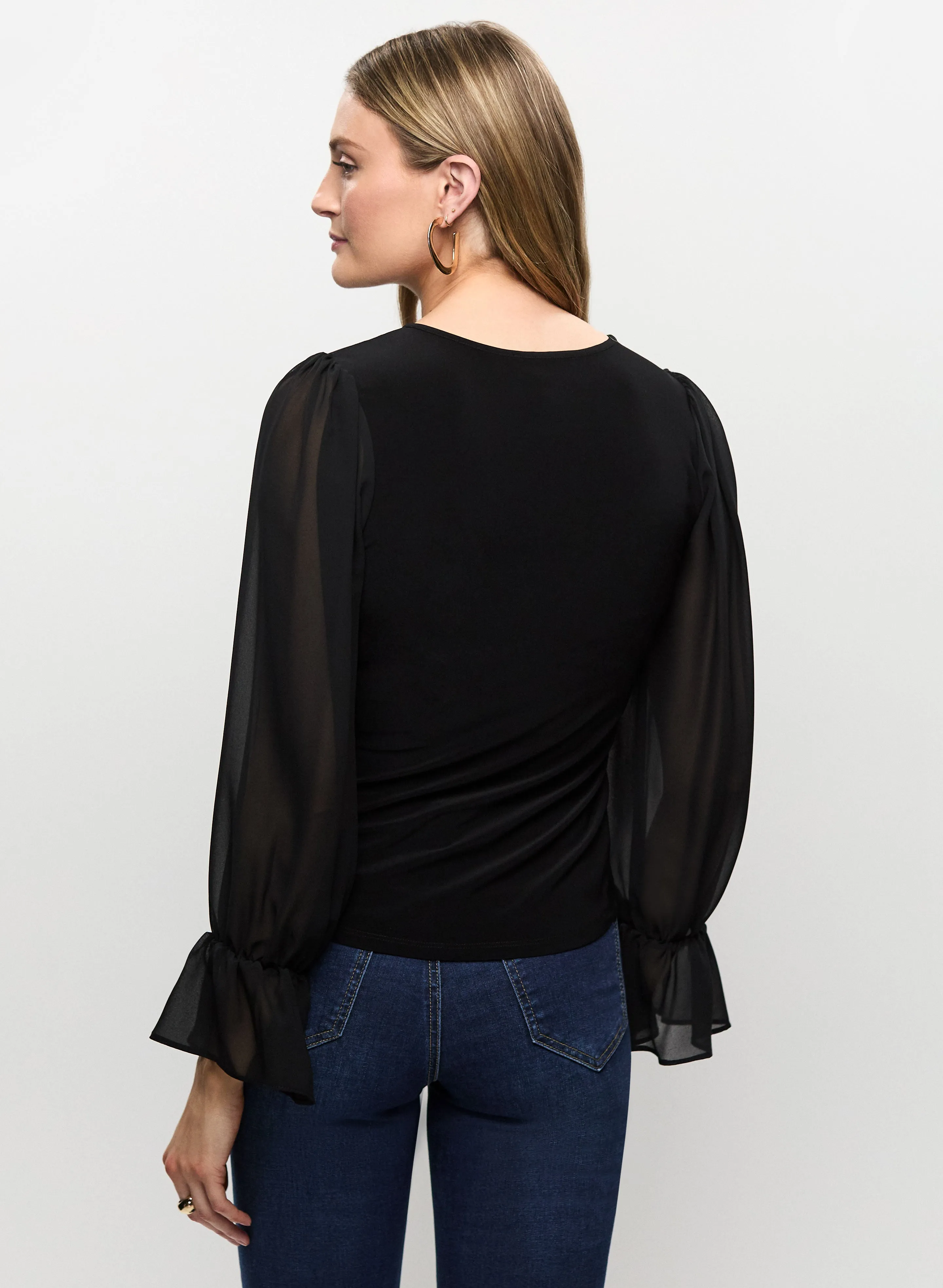 Joseph Ribkoff - Sheer Bell Sleeve Top sold by Melanie Lyne product image thumbnail 4