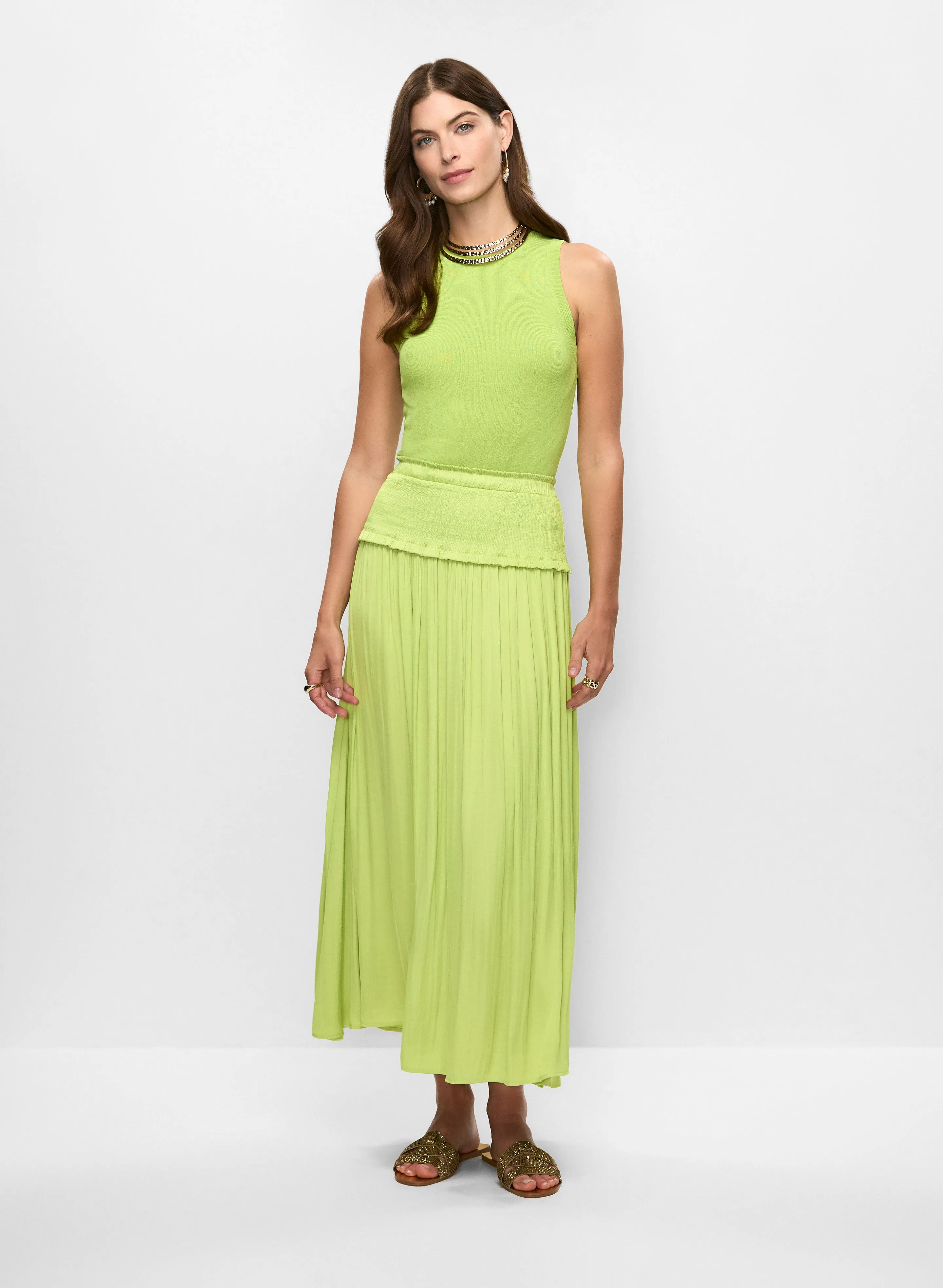 Essential Knit Cami & Long Crinked Satin Skirt sold by Melanie Lyne