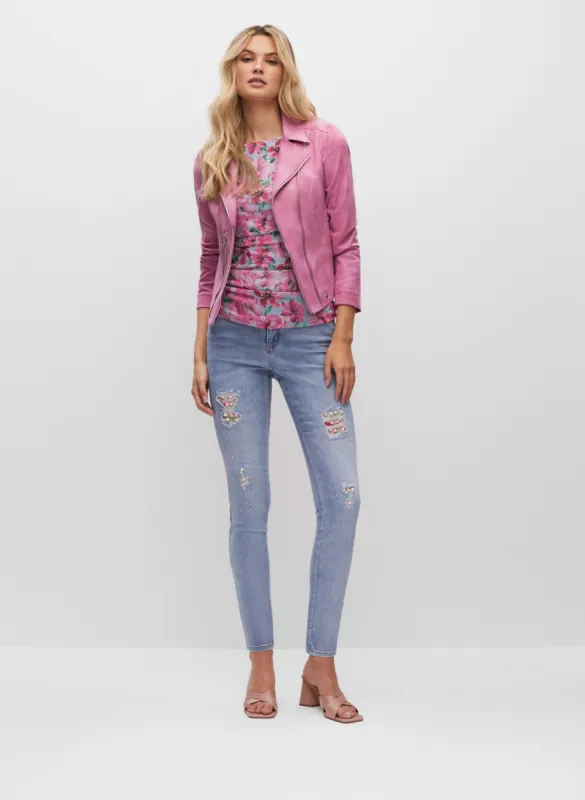 Vex - Zipper Trim Faux Suede Jacket sold by Melanie Lyne
