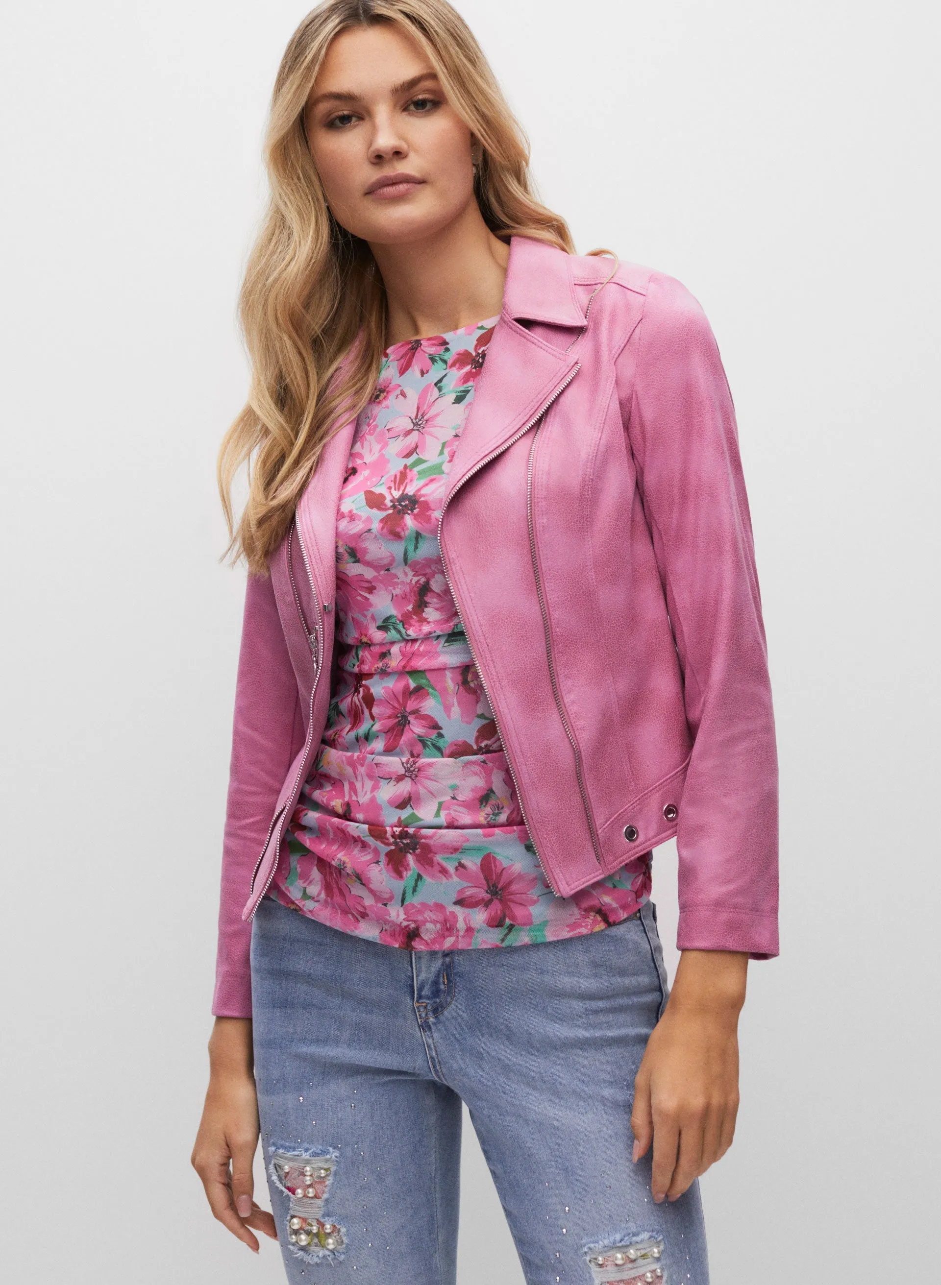 Vex - Zipper Trim Faux Suede Jacket sold by Melanie Lyne product image thumbnail 2