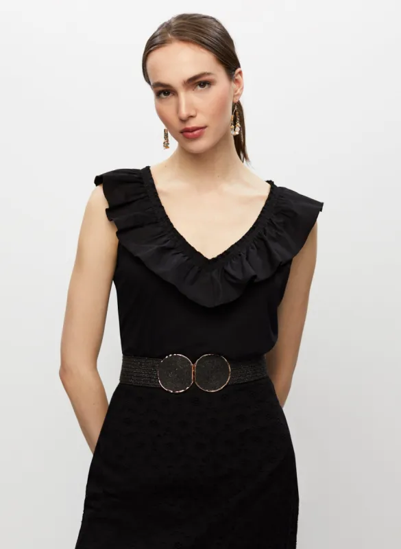 Ruffled V-Neck Top sold by Melanie Lyne