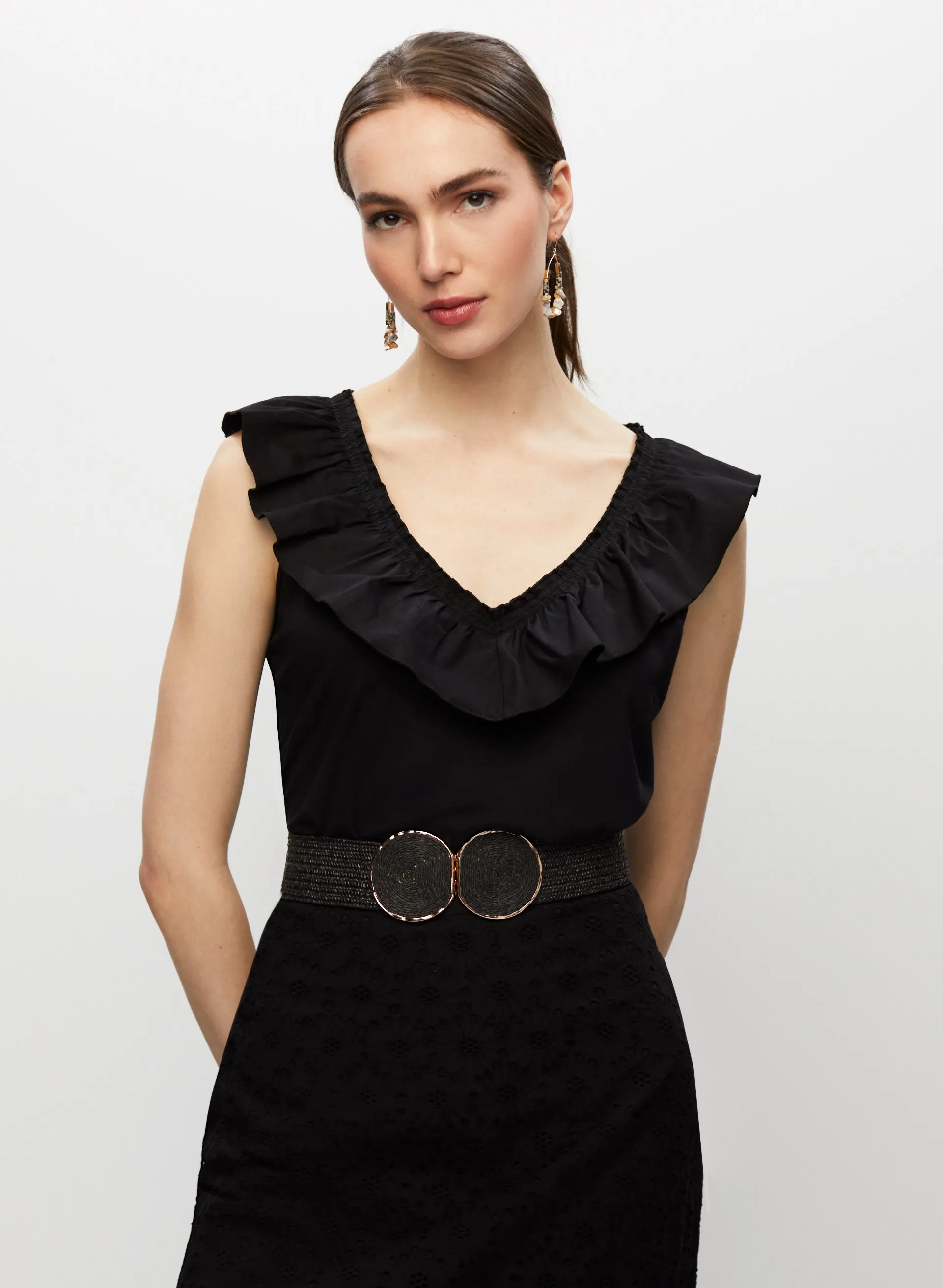 Ruffled V-Neck Top sold by Melanie Lyne