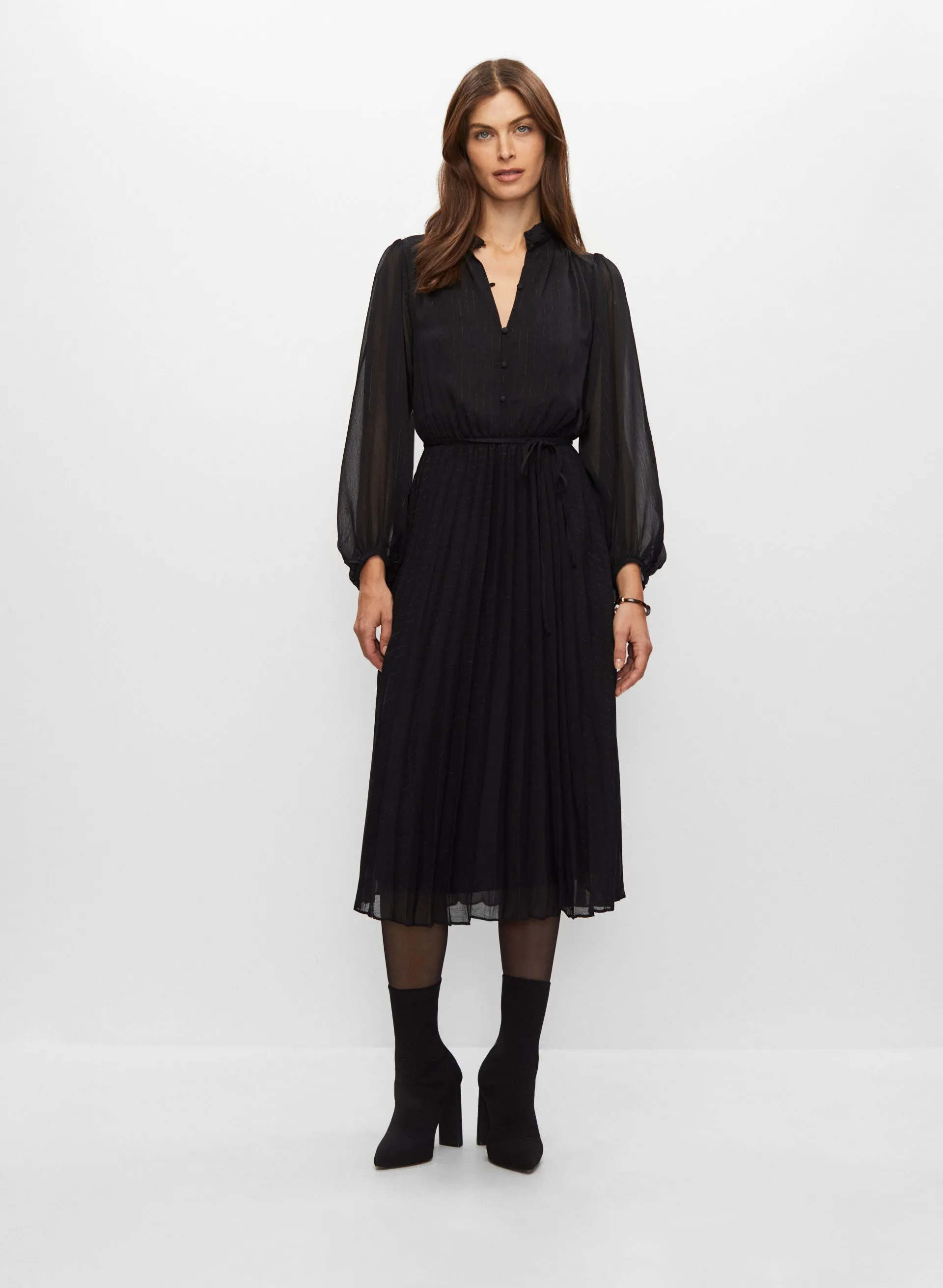 Pleated Balloon Sleeve Dress sold by Melanie Lyne product image thumbnail 5