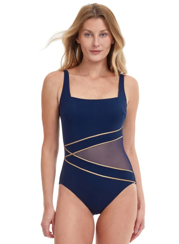 Profile by Gottex - Stripe Motif Swimsuit sold by Melanie Lyne