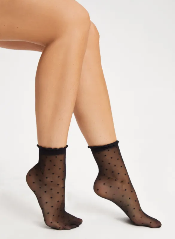 Mura - Embroidered Dot Anklet Socks sold by Melanie Lyne