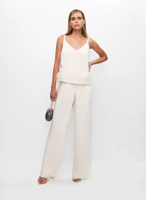 Feather Detail Top & Wide Leg Pants sold by Melanie Lyne