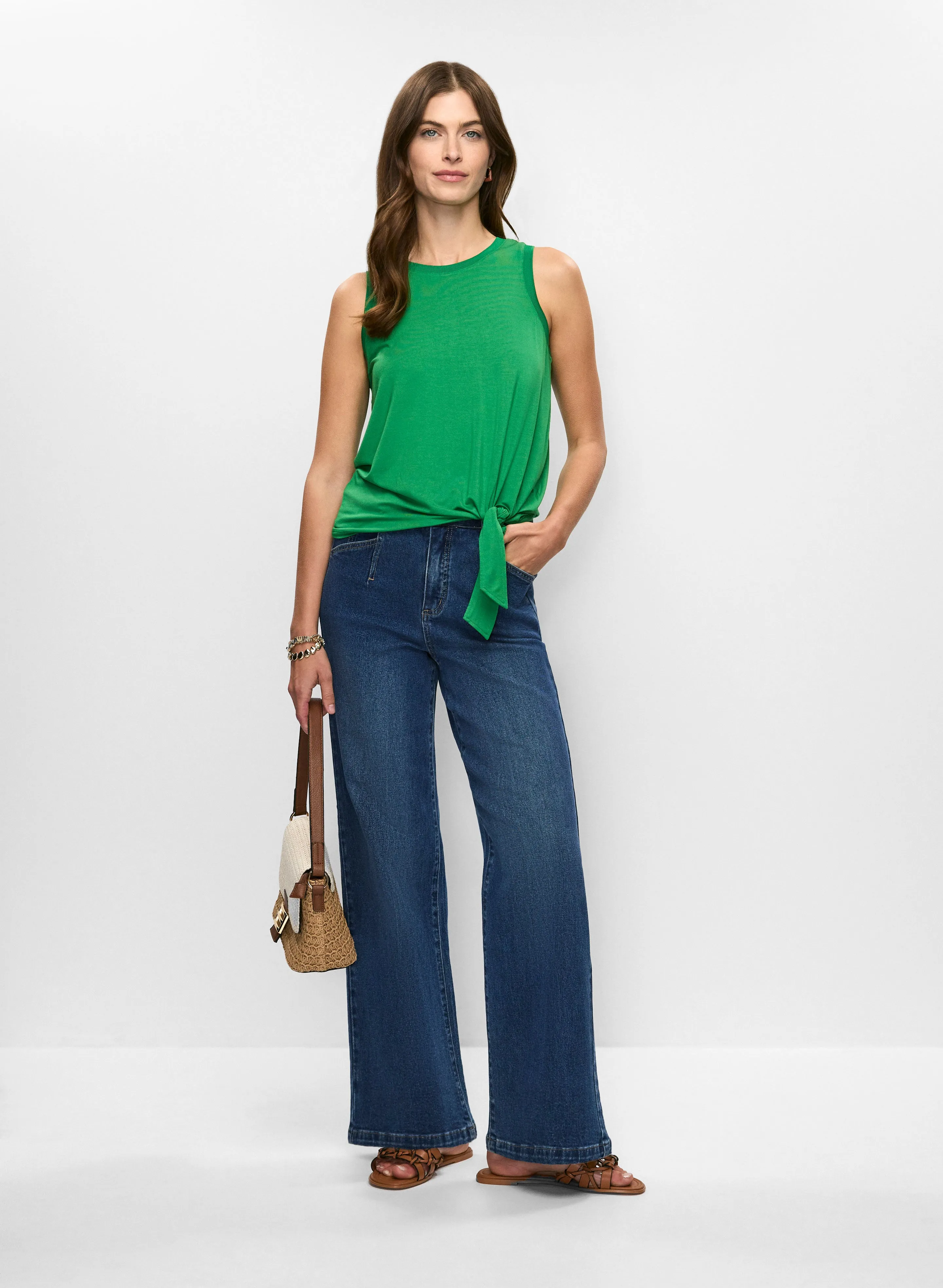 Tie Hem Tank Top & Wide Leg Jeans sold by Melanie Lyne