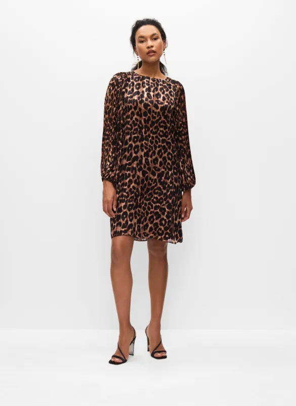 Leopard Motif Pleated Chiffon Dress sold by Melanie Lyne
