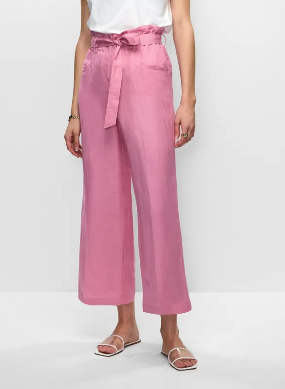 Linen-Blend Cropped Pants sold by Melanie Lyne