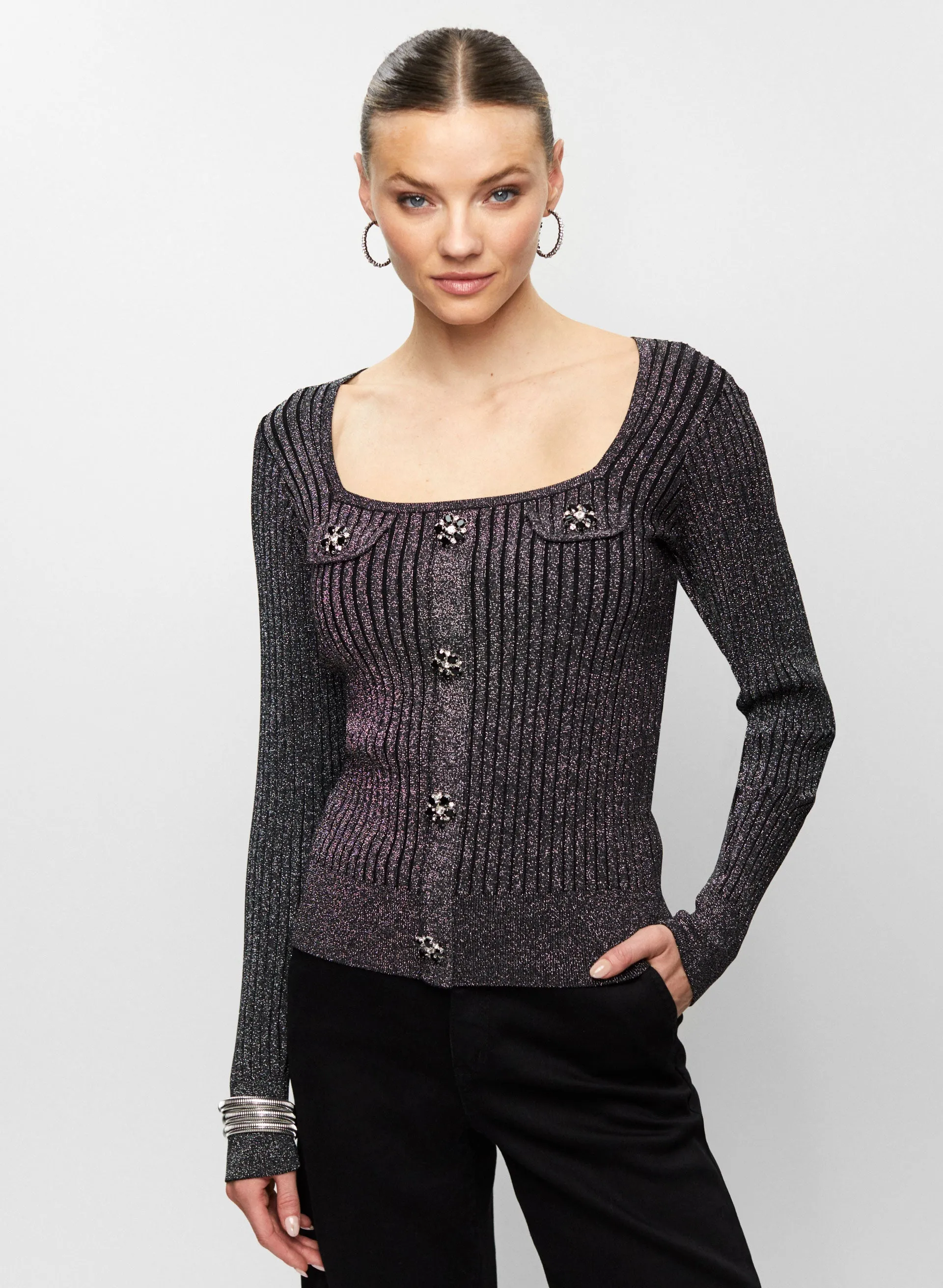 Jewel Button Metallic Sweater sold by Melanie Lyne