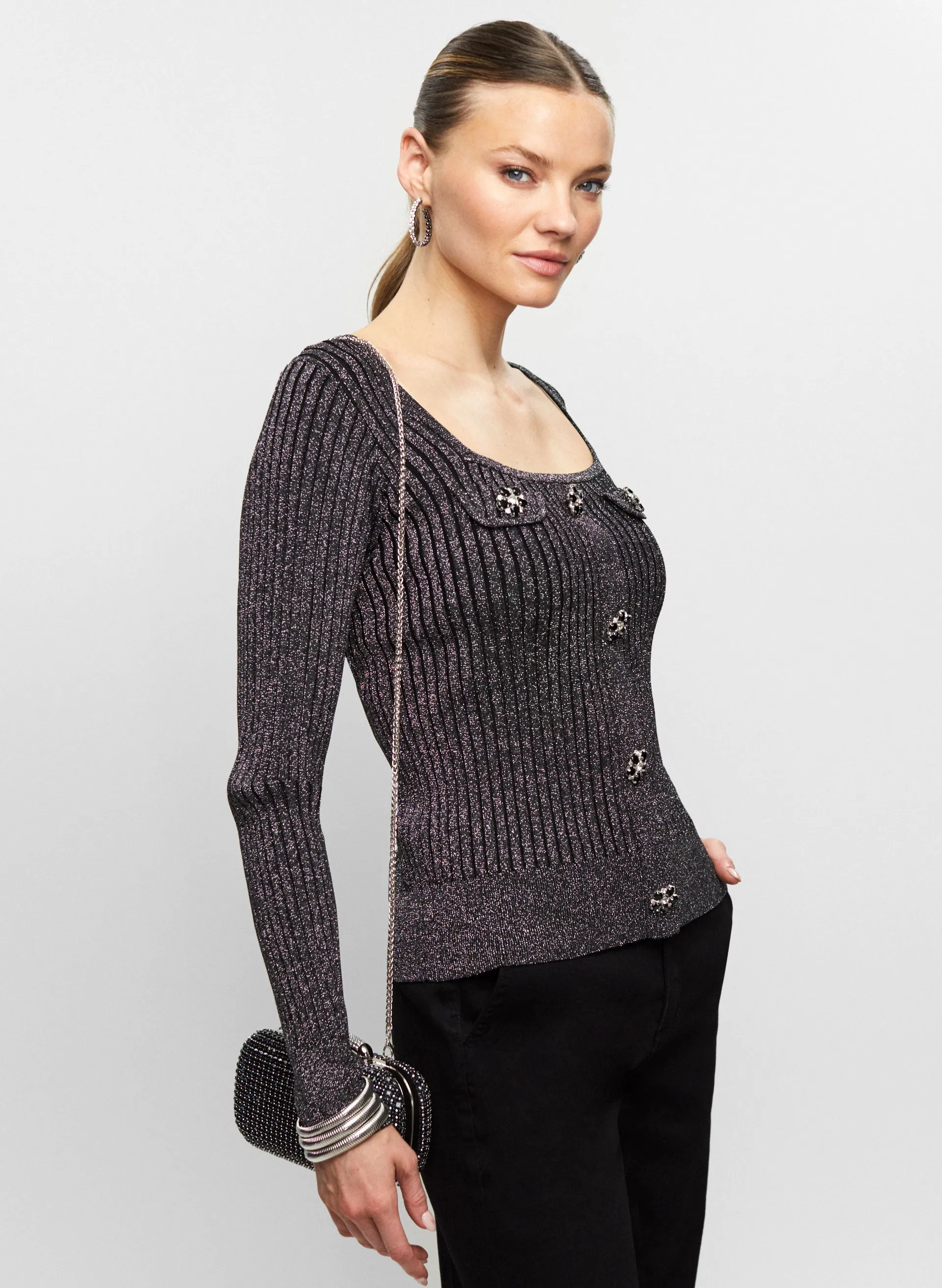 Jewel Button Metallic Sweater sold by Melanie Lyne product image thumbnail 5