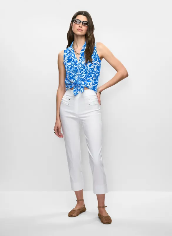 Sleeveless Floral Crepe Blouse & Pull-On Slit Hem Capris sold by Melanie Lyne