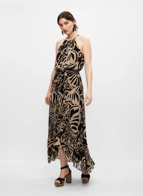 Tonal Floral Print Asymmetric Dress sold by Melanie Lyne