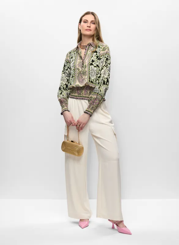 Paisley Smocked Blouse & Satin Cargo Pants sold by Melanie Lyne