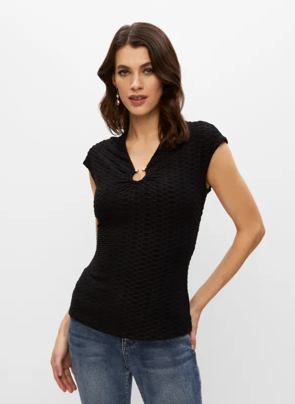 Ring Detail Jacquard Knit Top sold by Melanie Lyne
