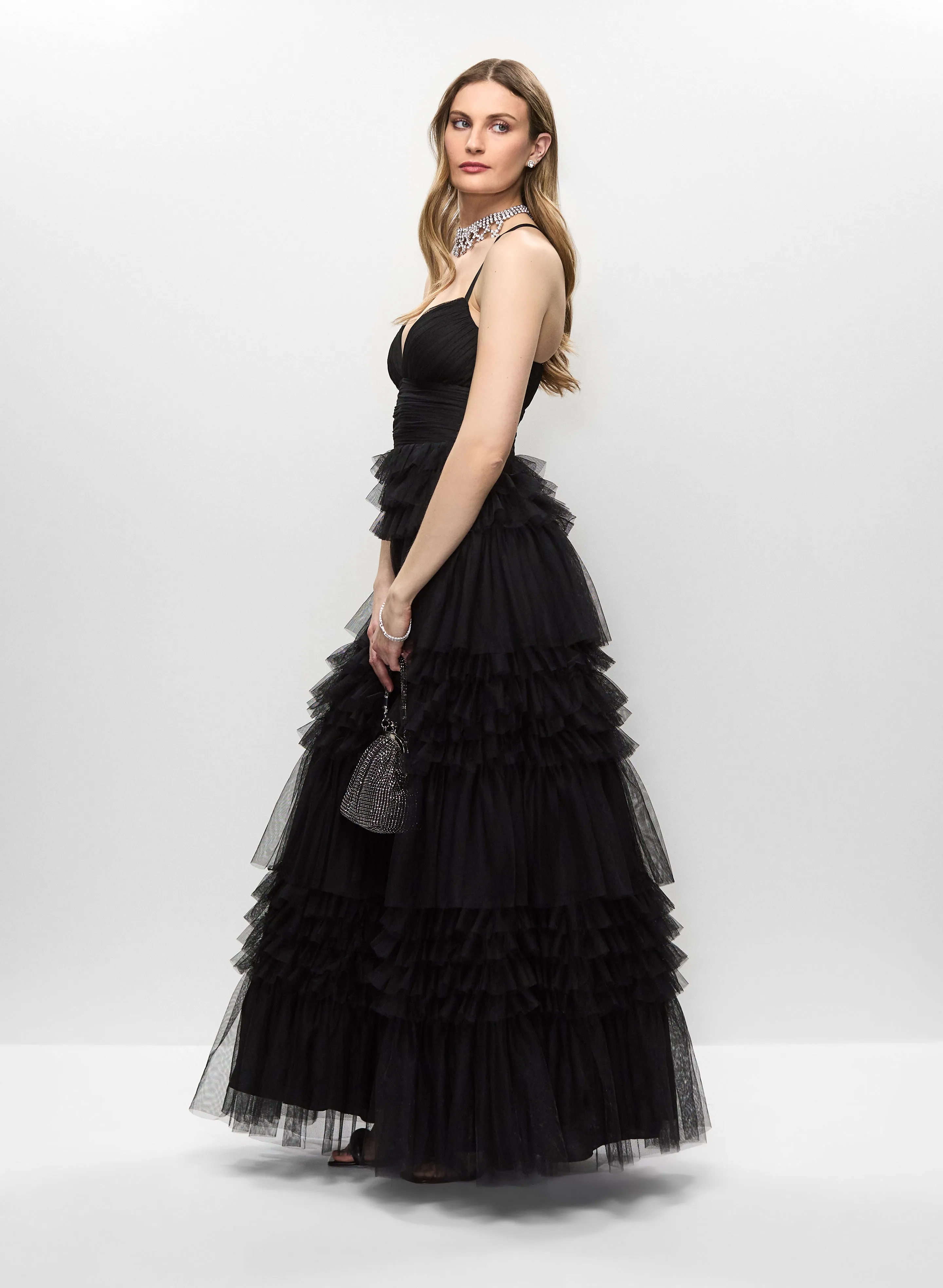 Tiered Mesh Gown sold by Melanie Lyne product image thumbnail 3