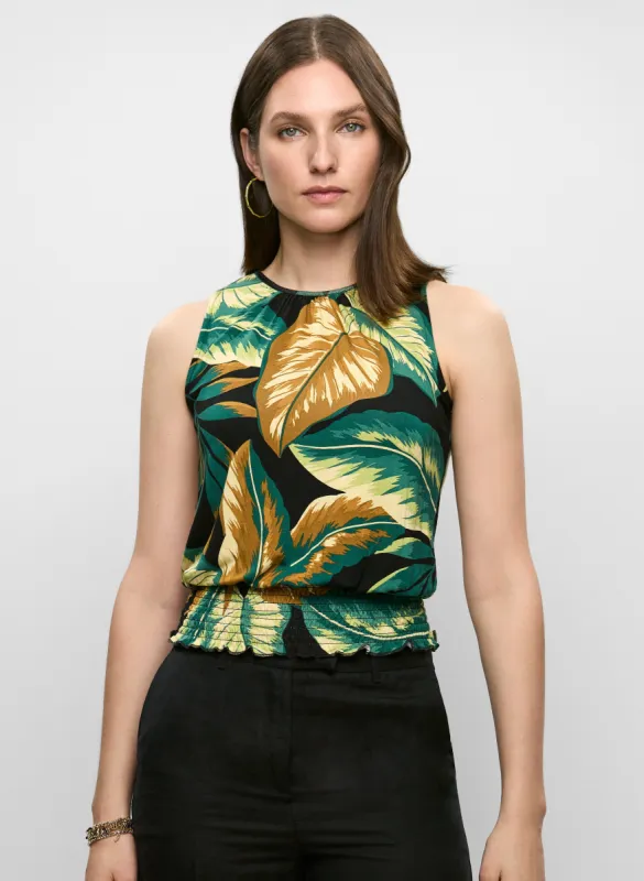 Palm Print Smocked Waist Top sold by Melanie Lyne