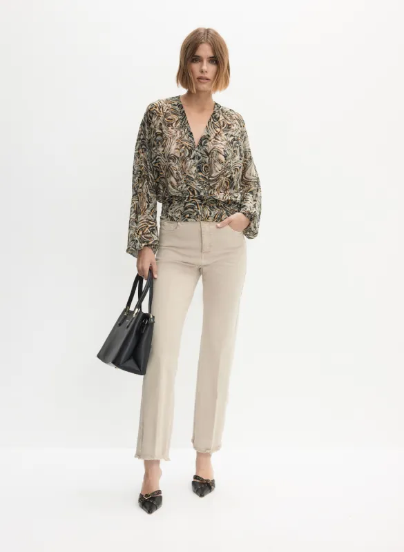 Abstract Print Blouse & Straight Leg Jeans sold by Melanie Lyne