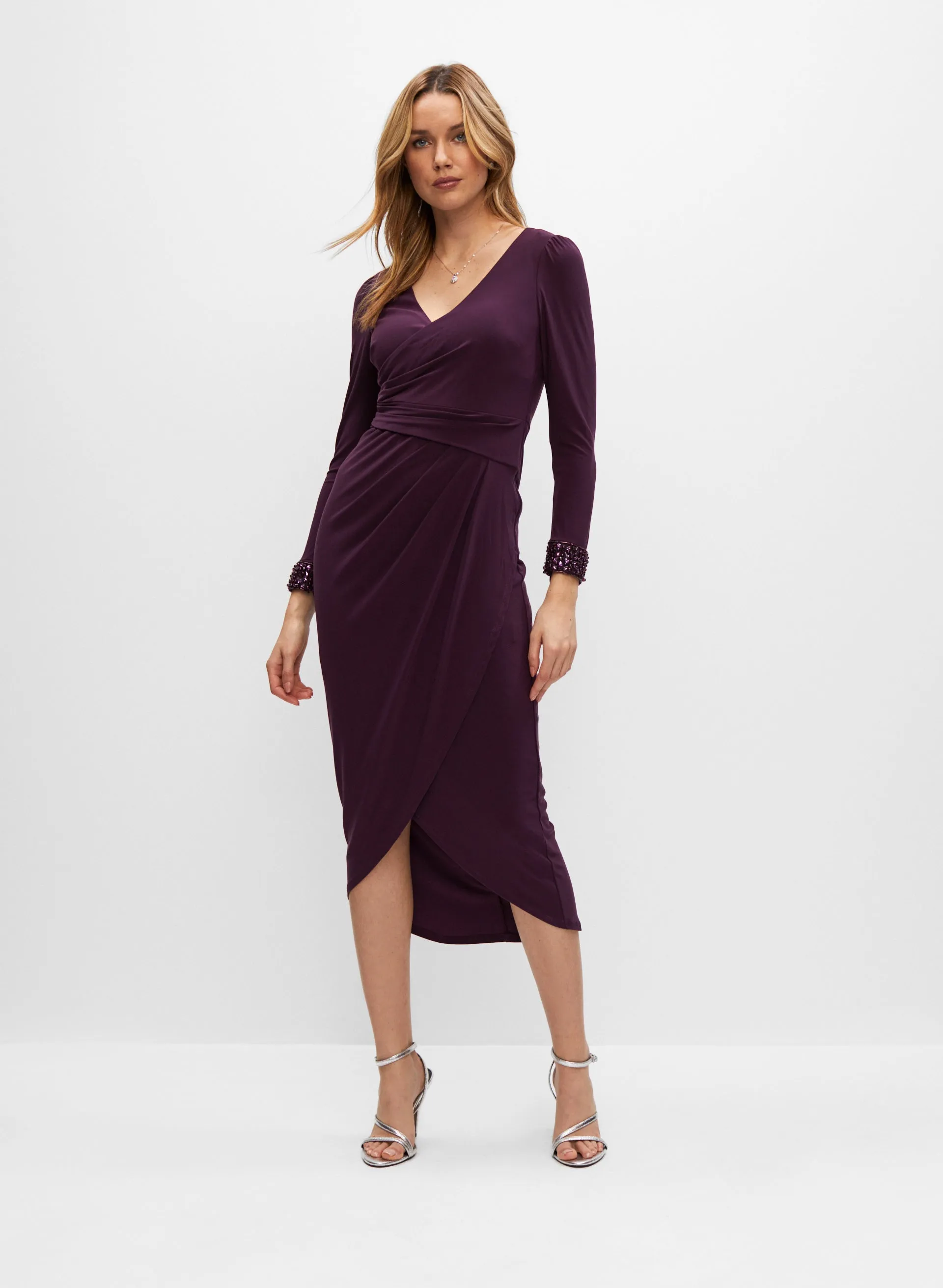 Adrianna Papell - Faux Wrap Midi Dress sold by Melanie Lyne
