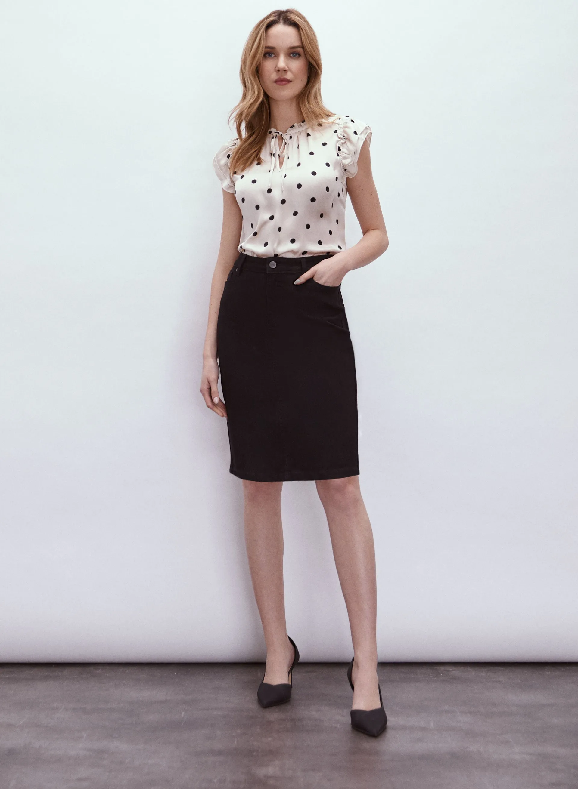 Polka Dot Print Ruffle Blouse sold by Melanie Lyne product image thumbnail 3