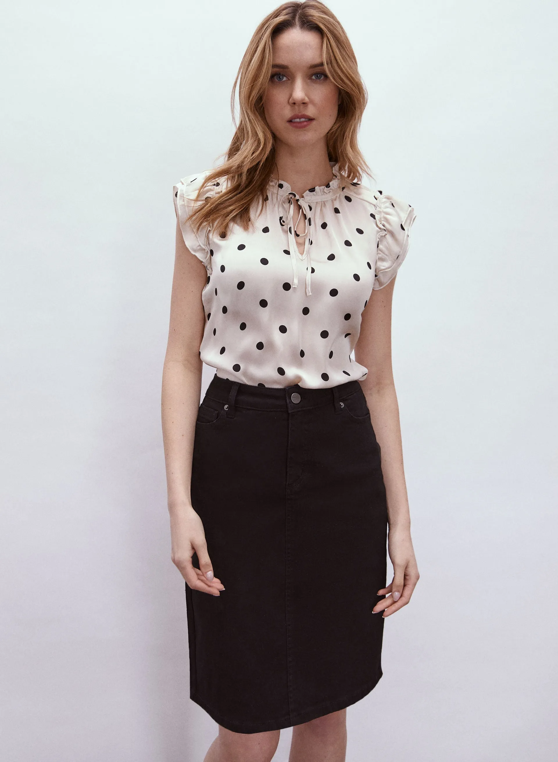 Polka Dot Print Ruffle Blouse sold by Melanie Lyne