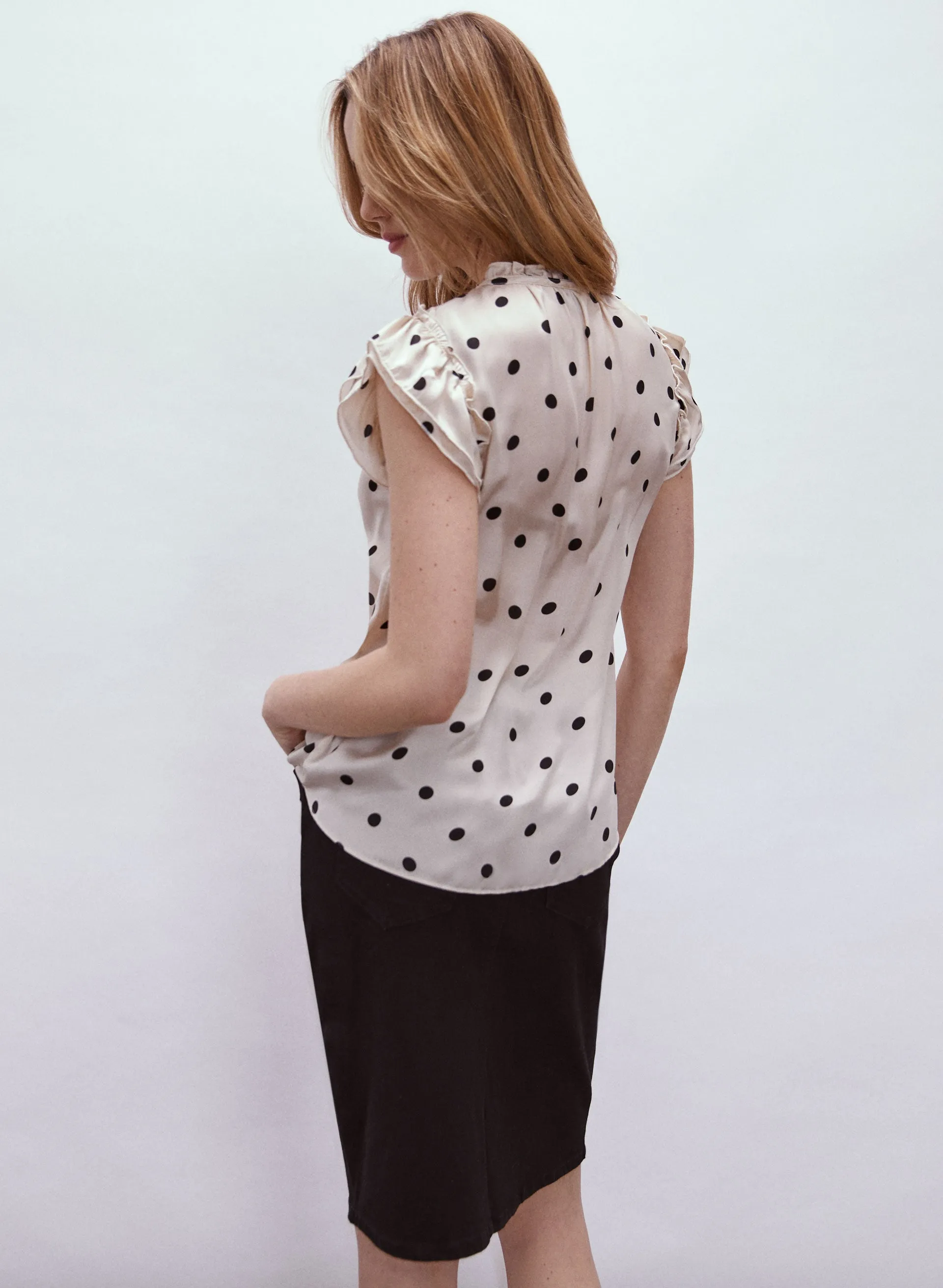 Polka Dot Print Ruffle Blouse sold by Melanie Lyne product image thumbnail 4