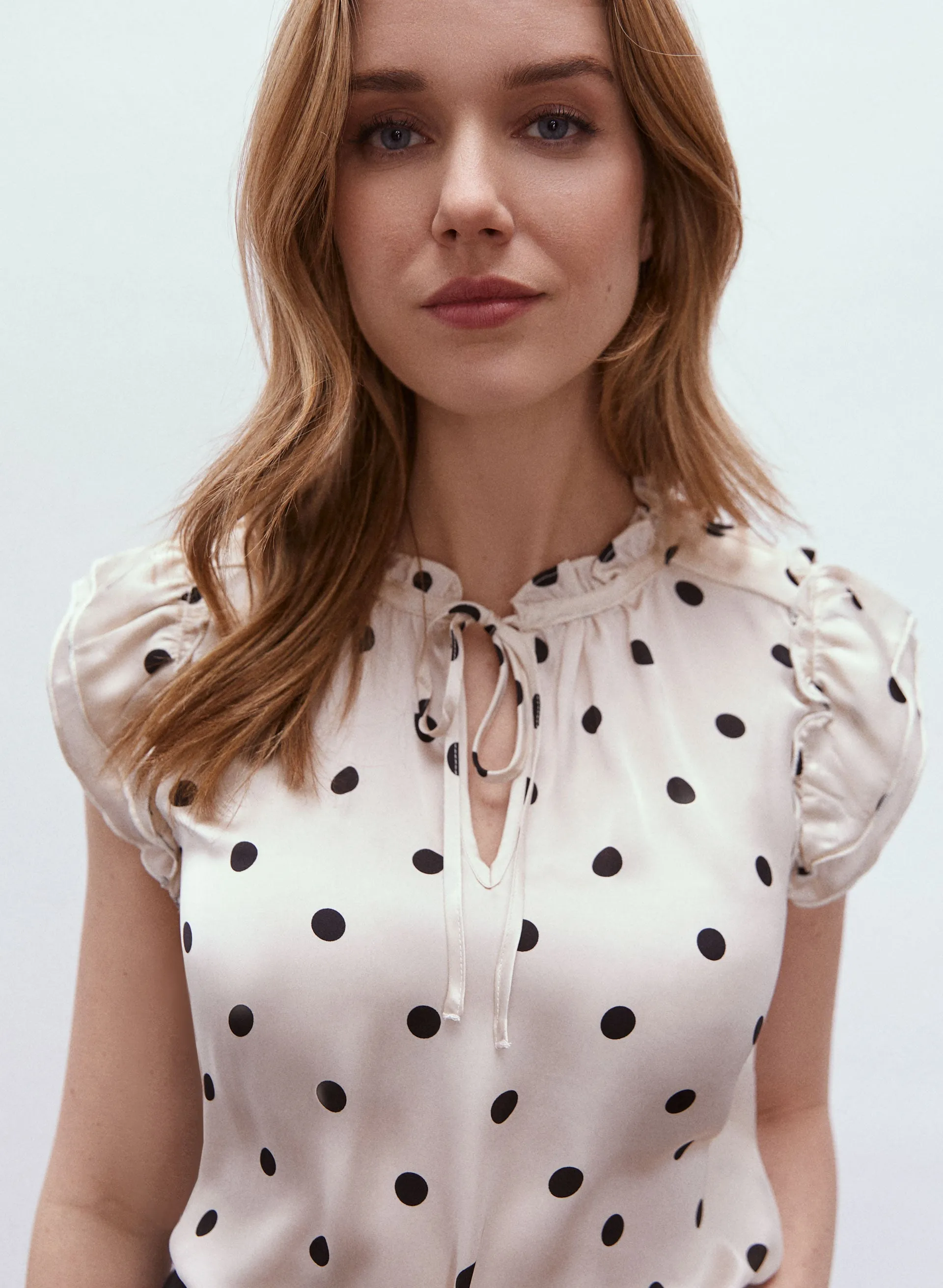 Polka Dot Print Ruffle Blouse sold by Melanie Lyne product image thumbnail 2