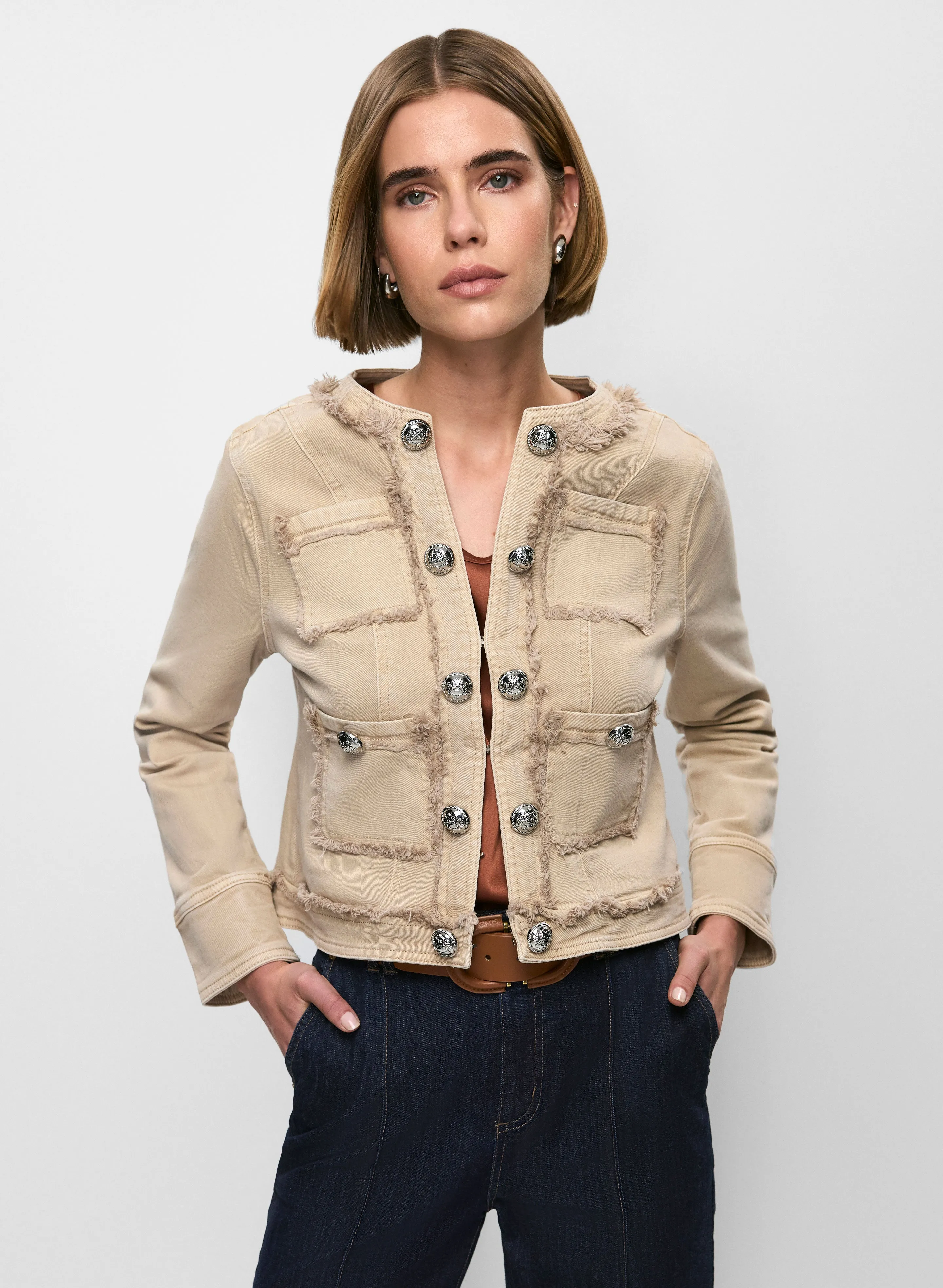 Decorative Fringe Denim Jacket sold by Melanie Lyne